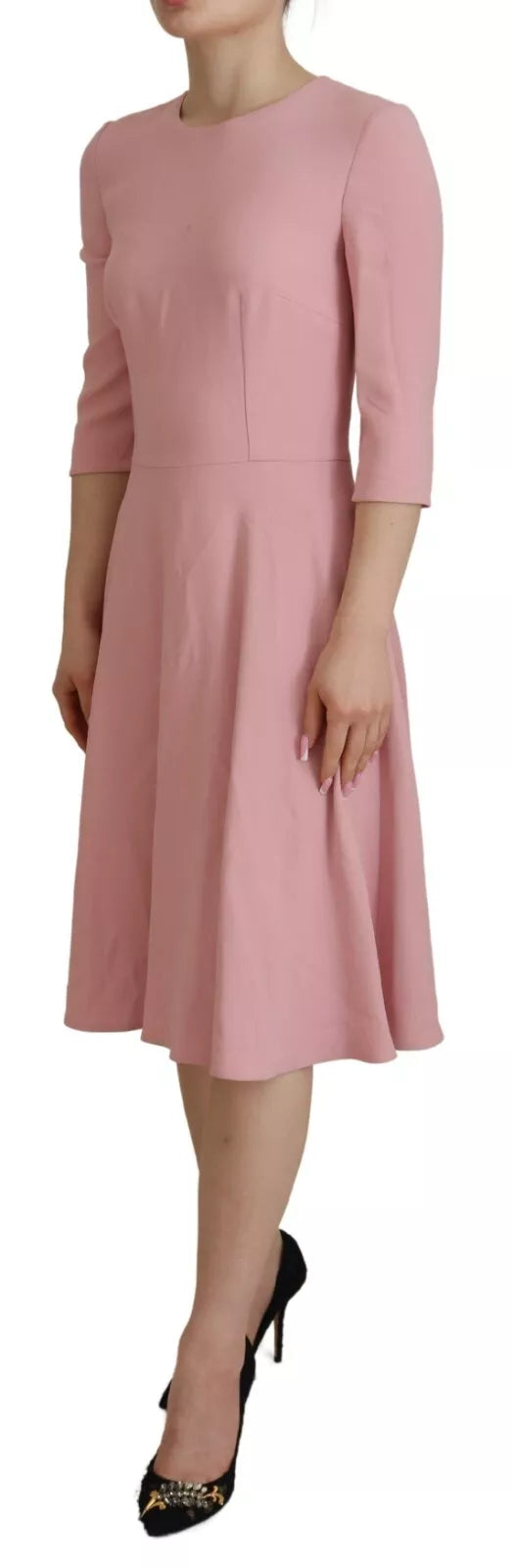 Dolce & Gabbana Pink A-line Flare Viscose 3/4 Sleeves Dress