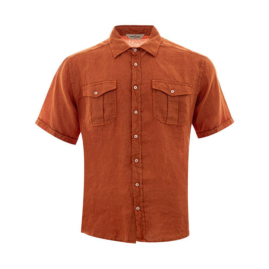 Gran Sasso Elegant Linen Brown Shirt for Men