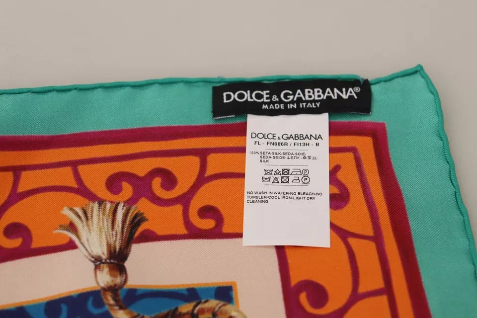 Dolce & Gabbana Multicolor Fans Dragon Nylon Shawl Wrap Scarf - KALAJ