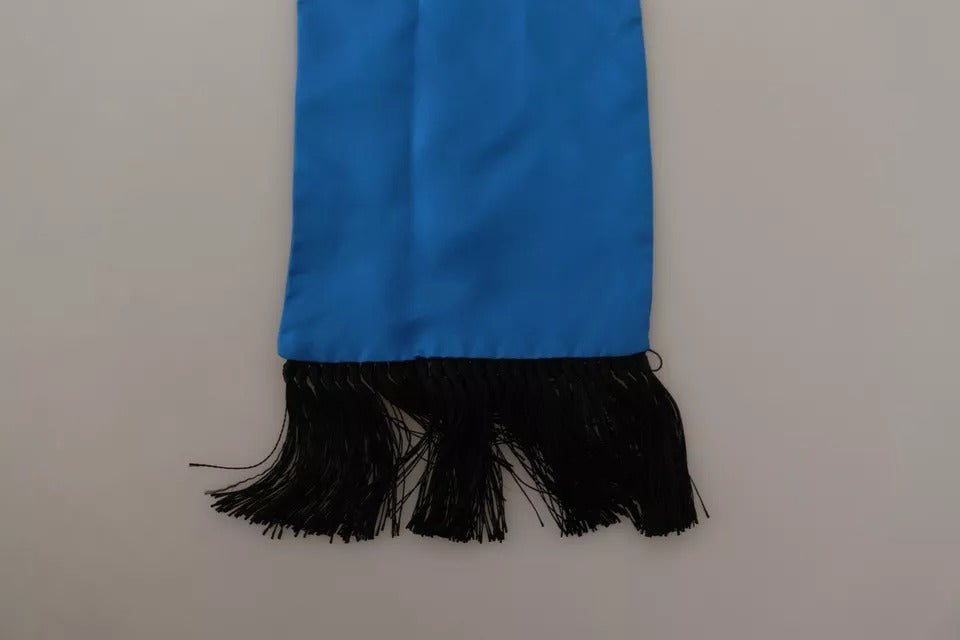 Dolce & Gabbana Royal Blue Scarf Neck Wrap Shawl Silk Scarf - KALAJ
