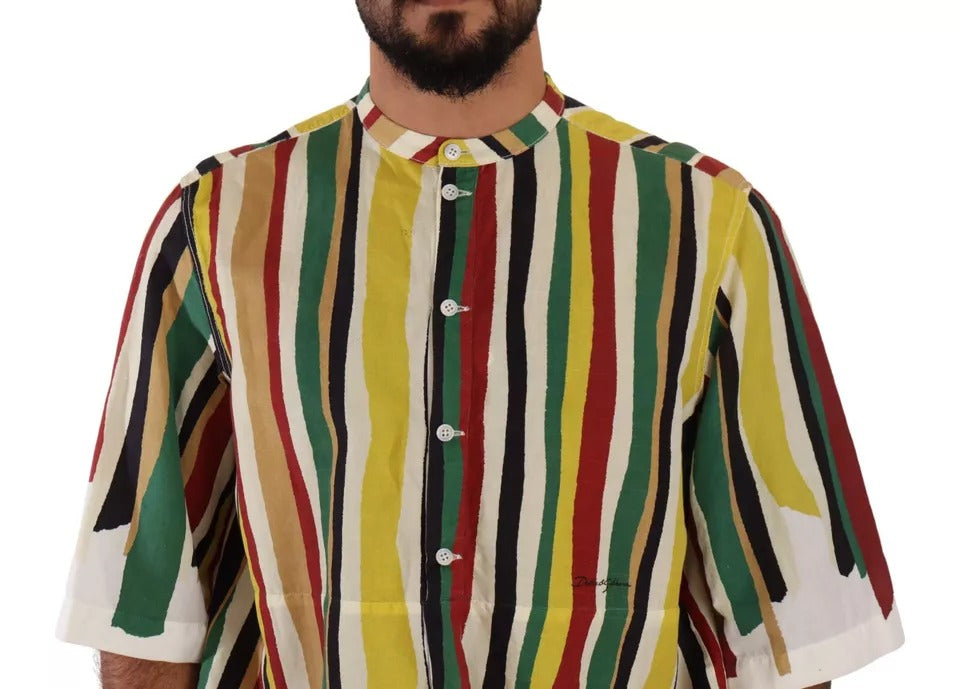 Dolce & Gabbana Multicolor Striped Linen Cotton Shirt