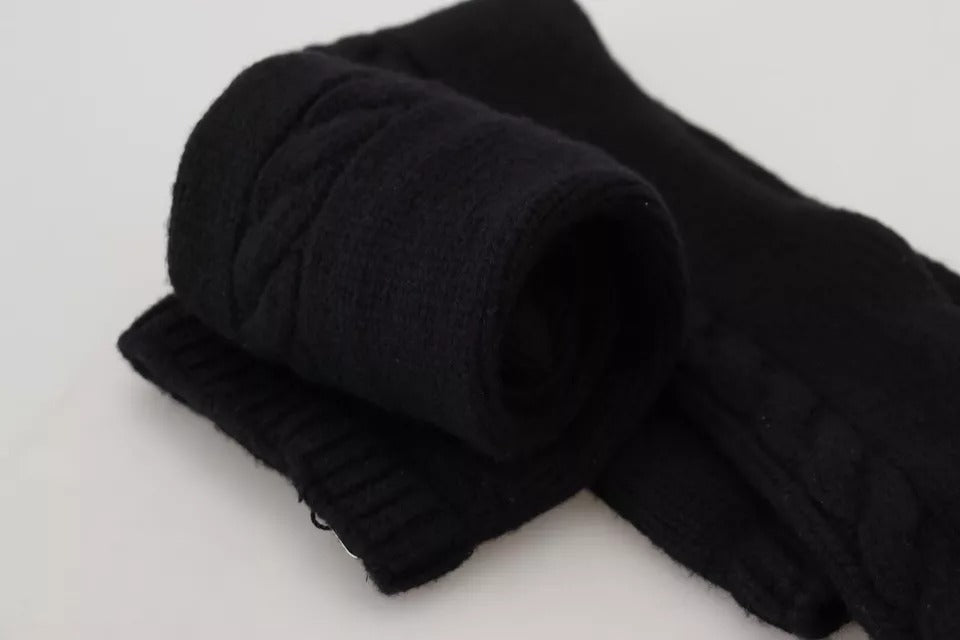 Dolce & Gabbana Black Wool Knit Calf Long Women Accessory Socks - KALAJ