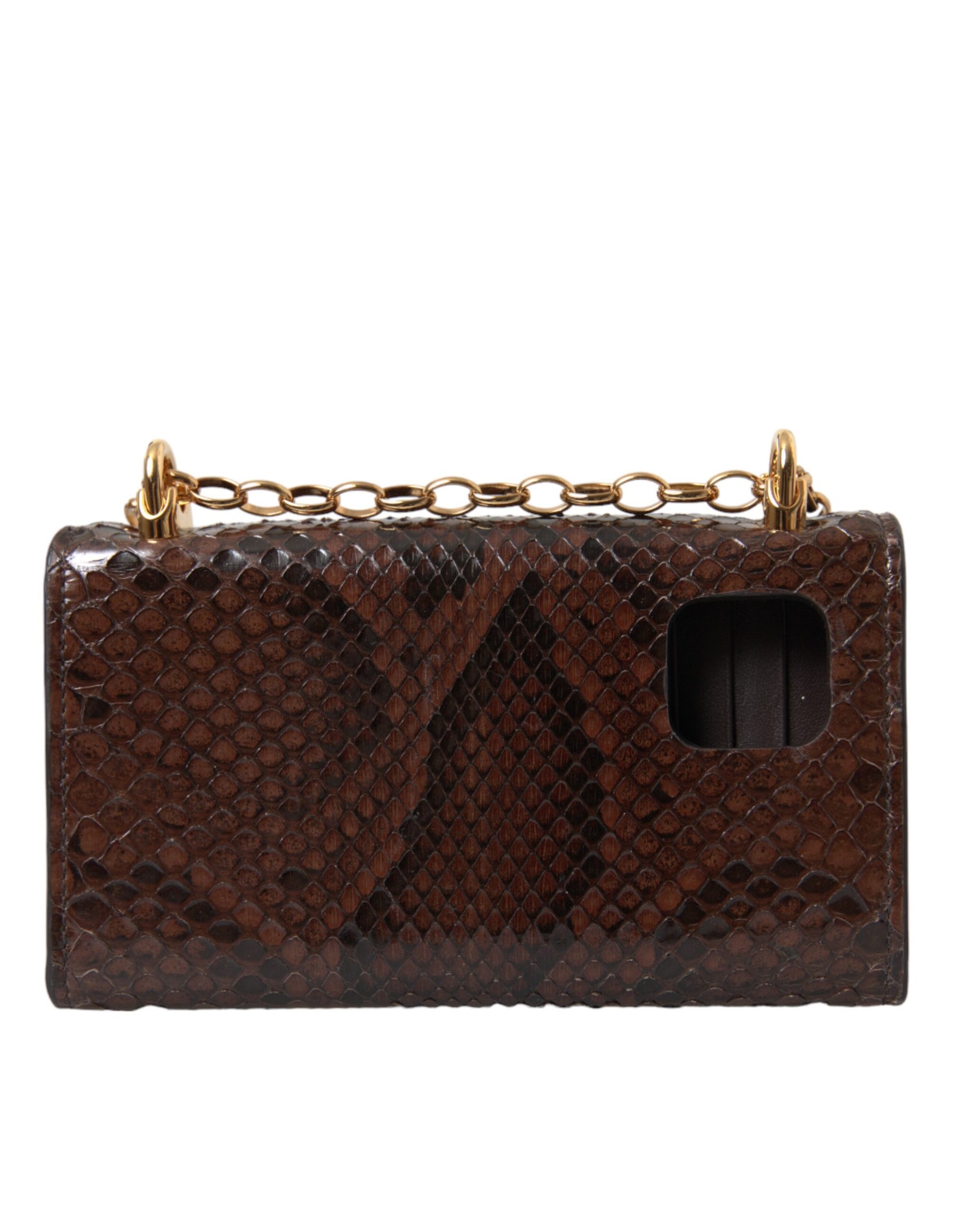 Dolce & Gabbana Brown Python Leather DG Girls Crossbody Phone Bag - KALAJ