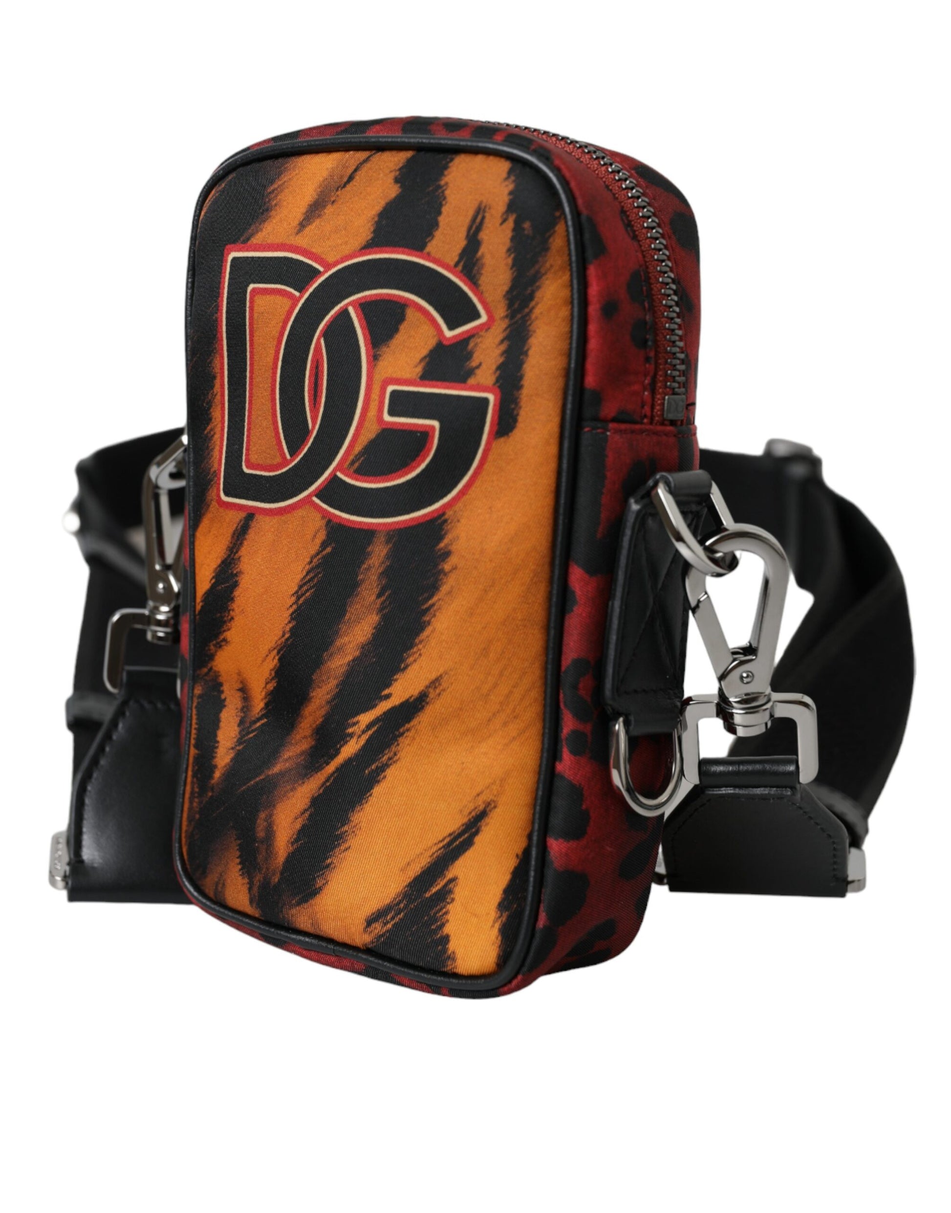 Dolce & Gabbana Multicolor Tiger Print Nylon Logo Cross Body Bag - KALAJ