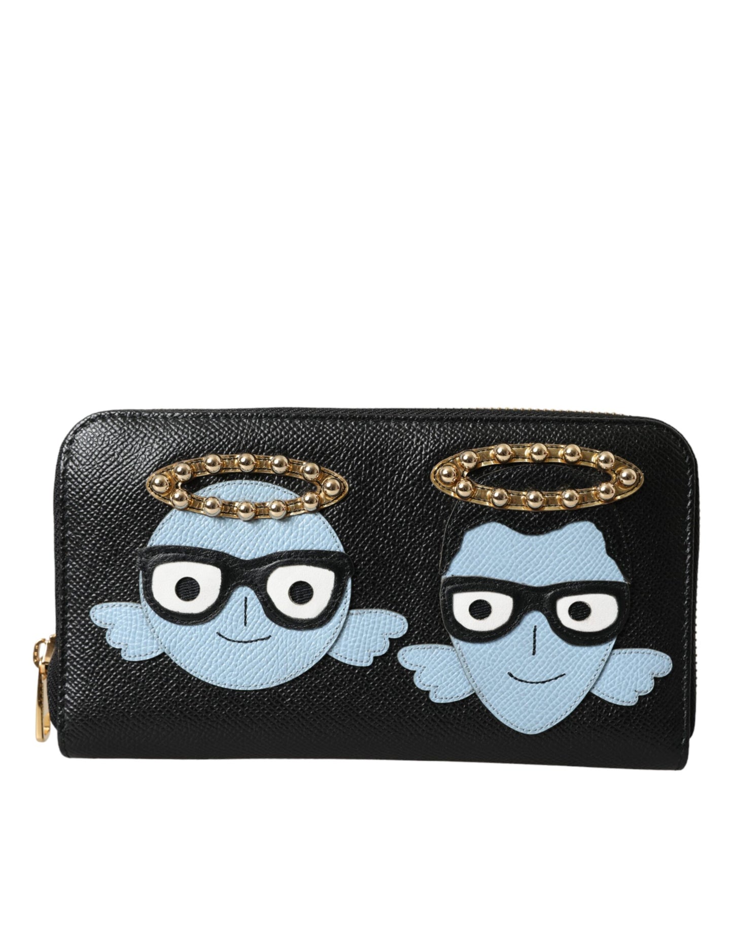 Dolce & Gabbana Black Blue Leather #DGFAMILY Zipper Continental Men Wallet - KALAJ