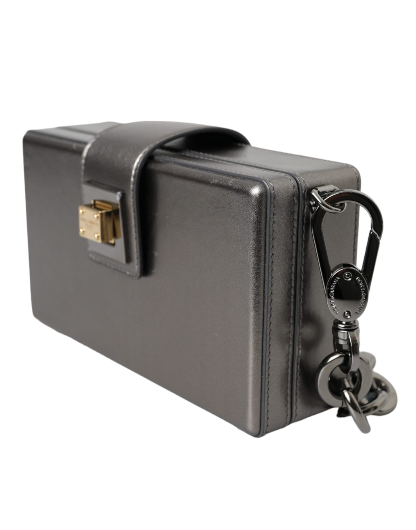 Dolce & Gabbana Metallic Gray Calfskin Leather DG BOX Shoulder Bag - KALAJ