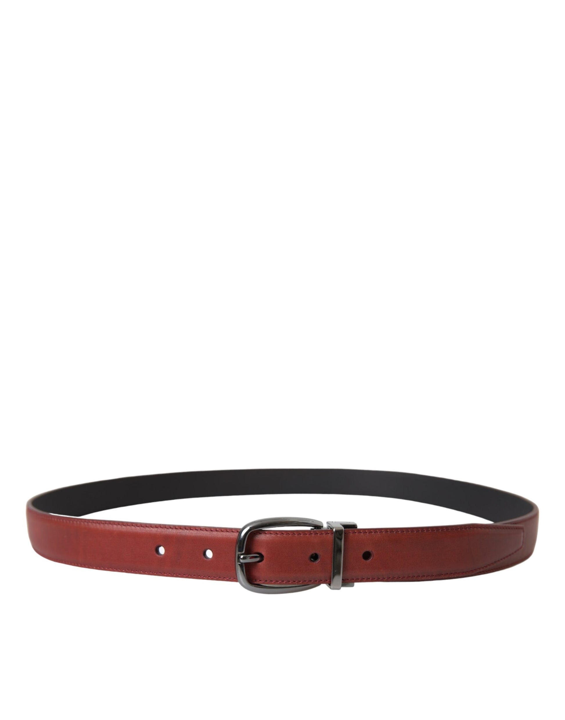 Dolce & Gabbana Brown Leather Silver Metal Buckle Belt Men - KALAJ