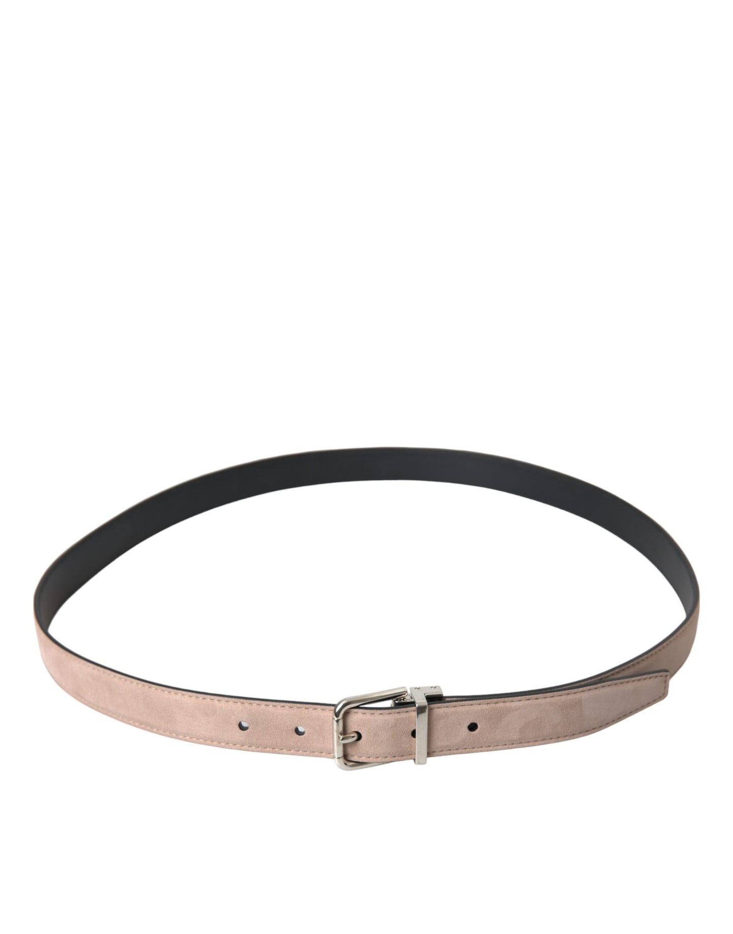 Dolce & Gabbana Beige Suede Leather Silver Buckle Belt Men - KALAJ