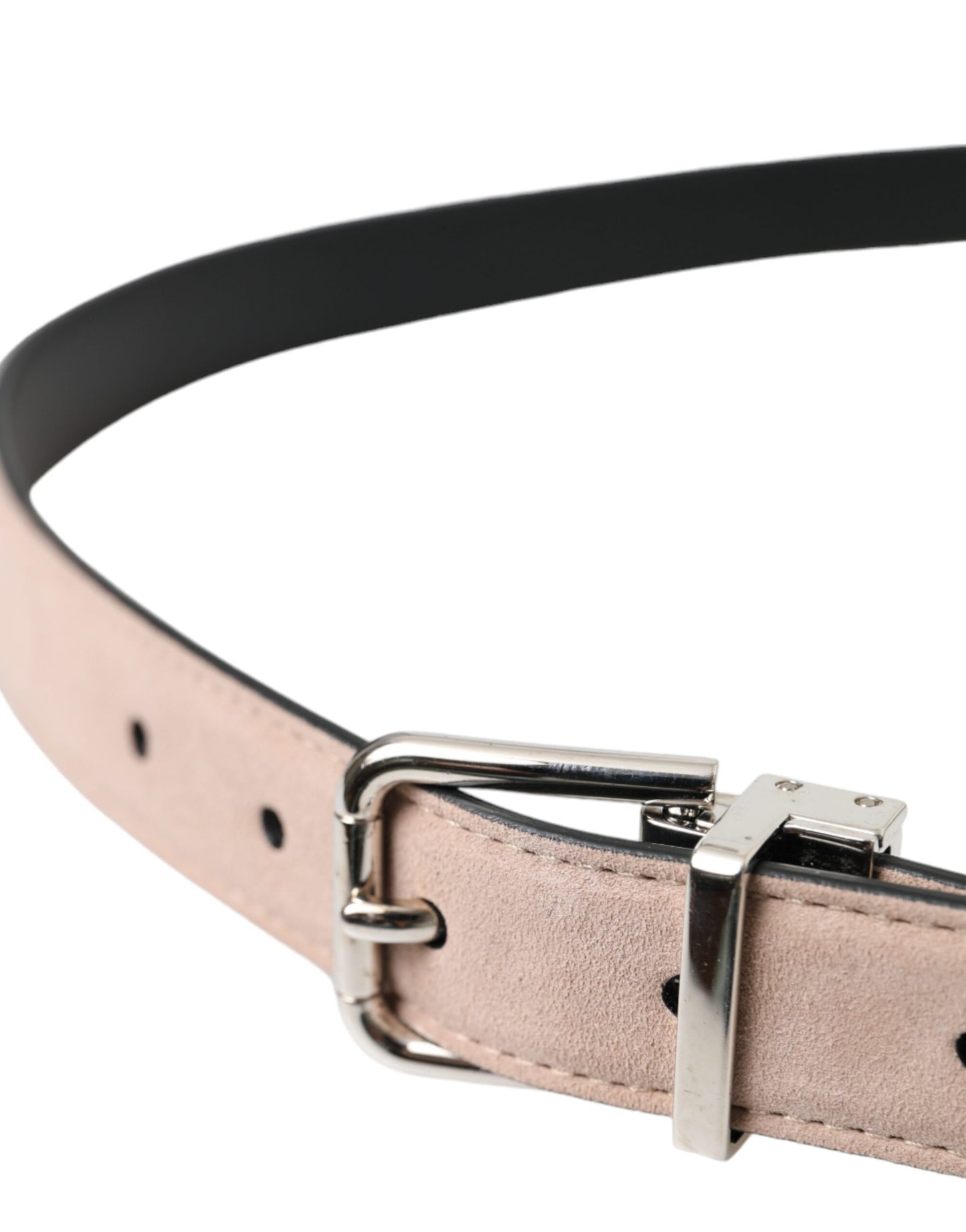 Dolce & Gabbana Beige Suede Leather Silver Buckle Belt Men - KALAJ