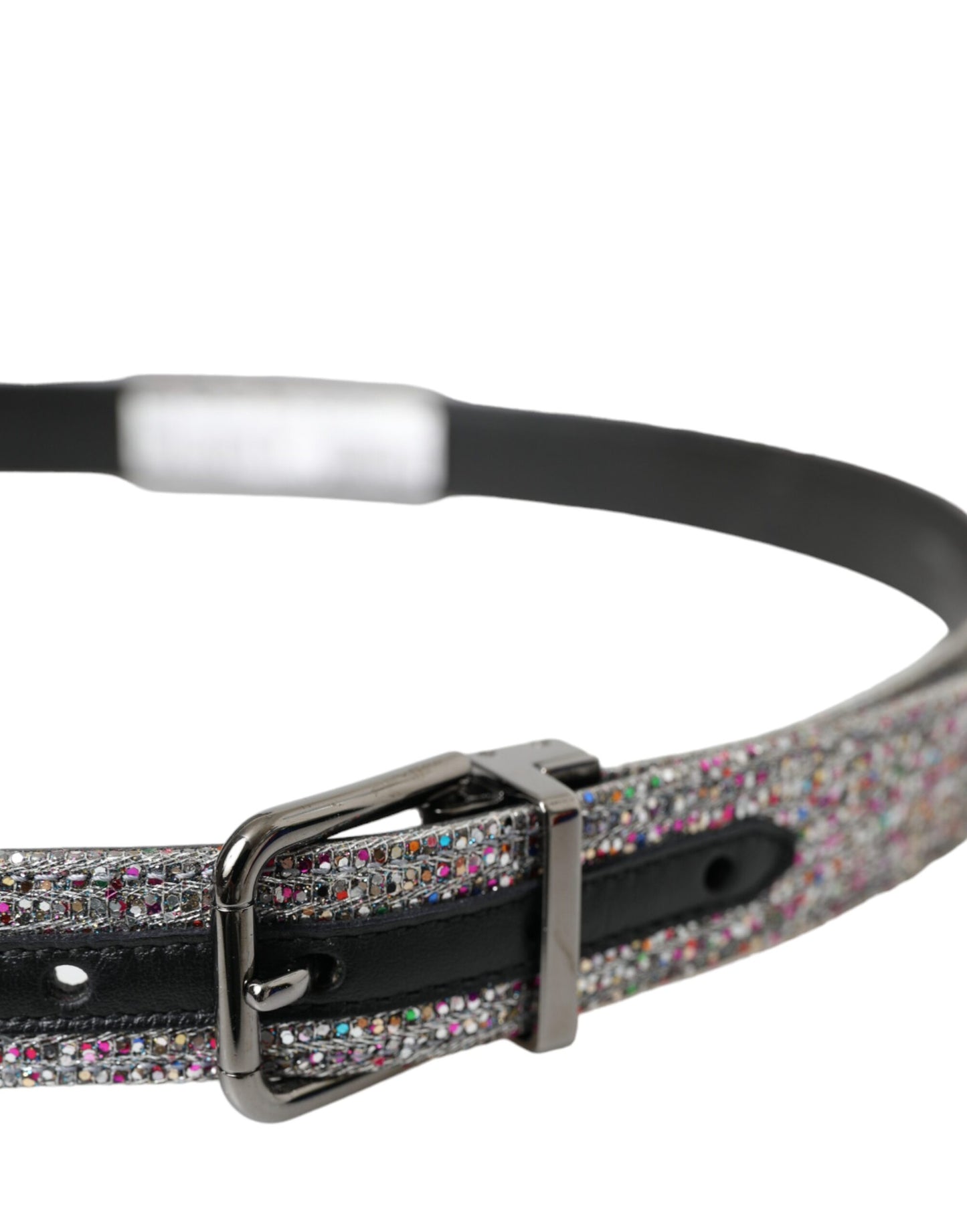 Dolce & Gabbana Multicolor Embellished Silver Metal Buckle Belt - KALAJ