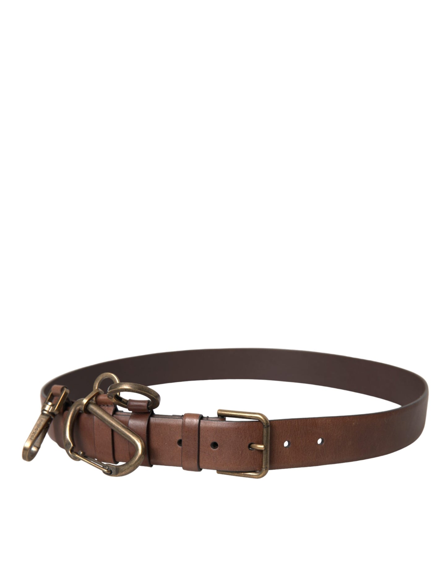 Dolce & Gabbana Brown Calf Leather Gold Metal Buckle Belt Men - KALAJ