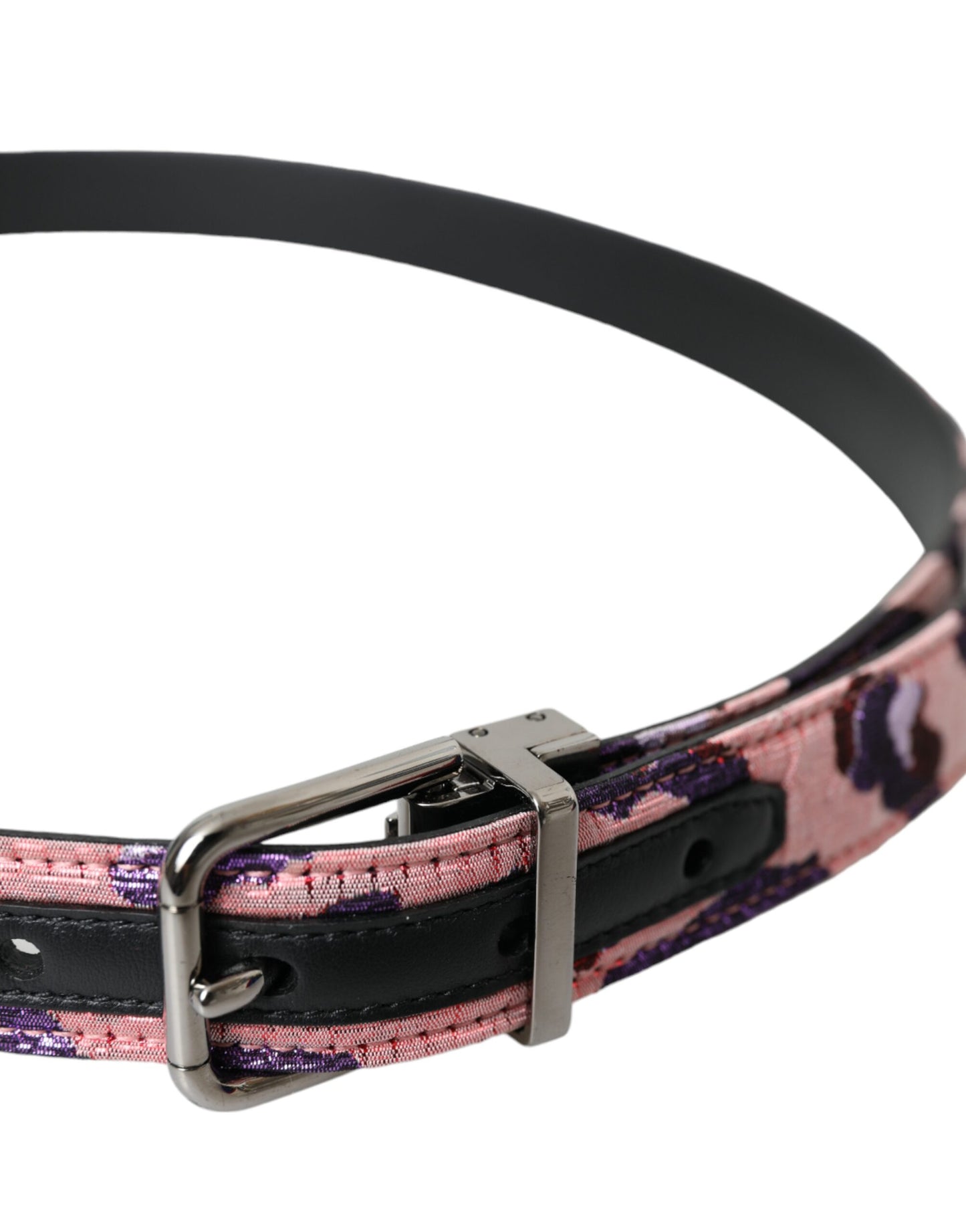 Dolce & Gabbana Multicolor Jacquard Leather Metal Buckle Belt - KALAJ