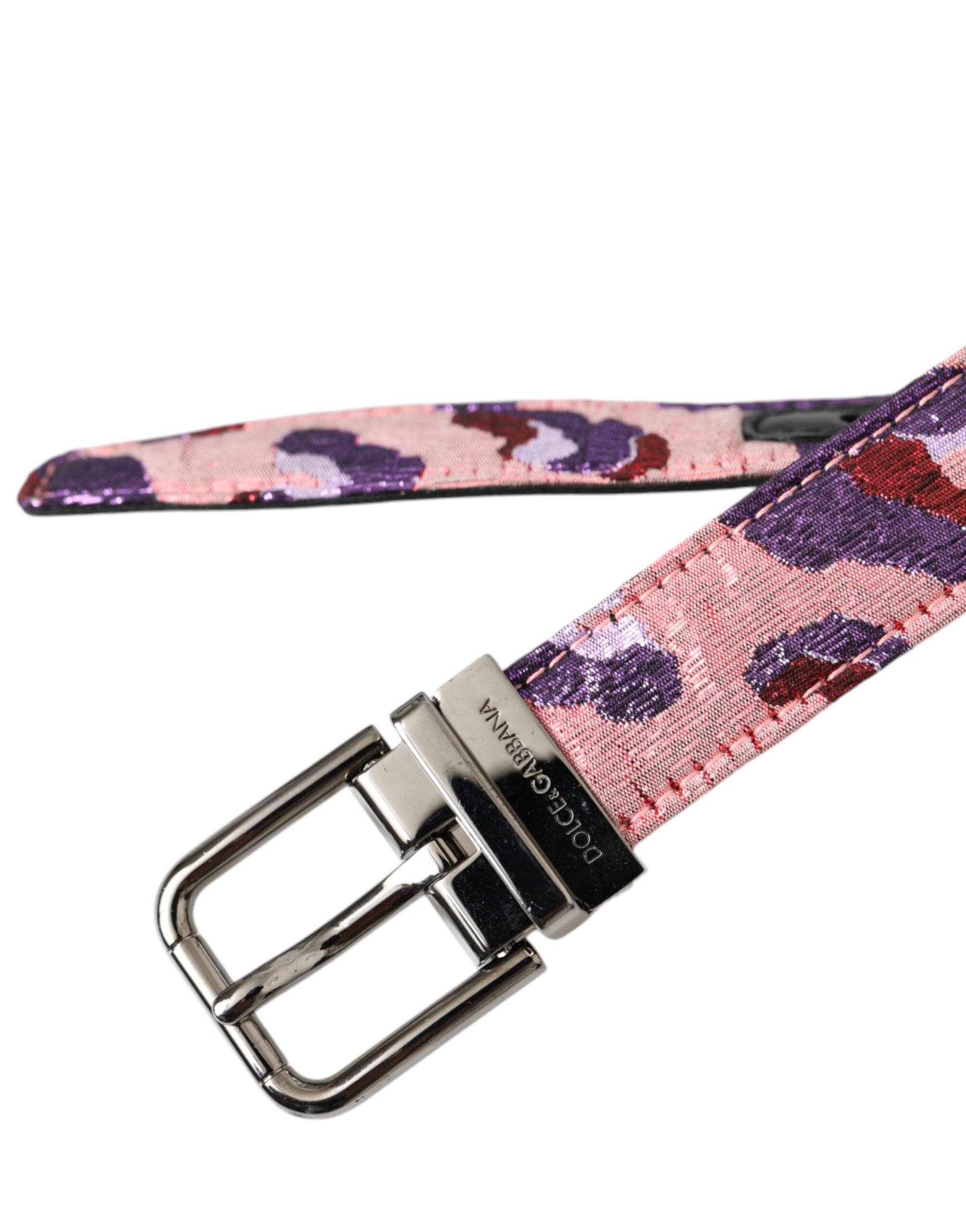 Dolce & Gabbana Multicolor Jacquard Leather Metal Buckle Belt - KALAJ