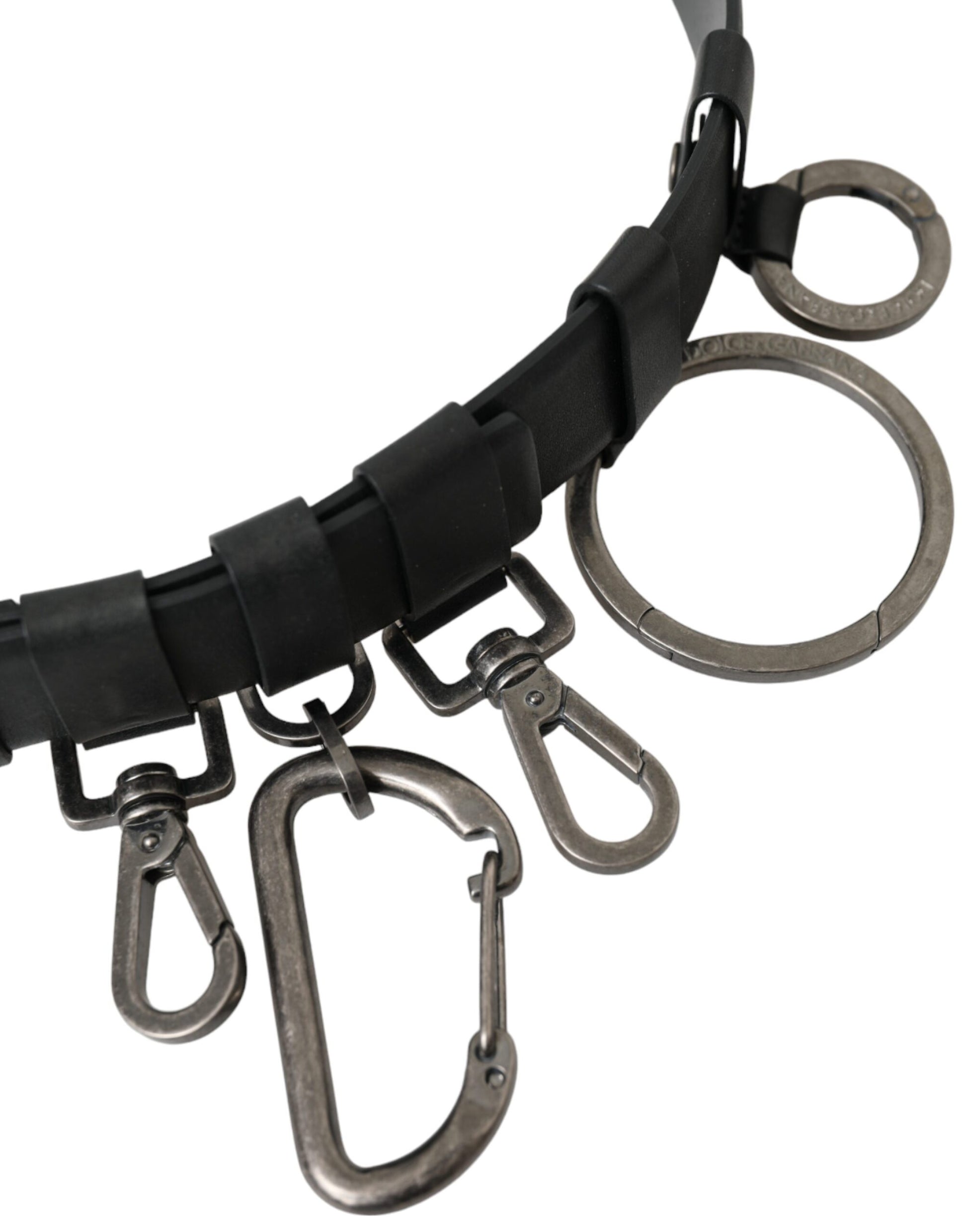 Dolce & Gabbana Black Calf Leather Silver Metal Buckle Belt - KALAJ