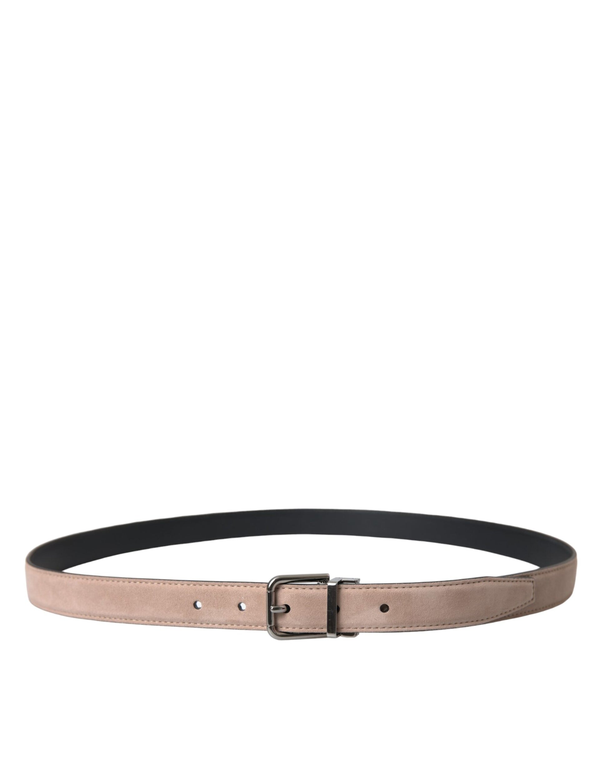 Dolce & Gabbana Beige Suede Leather Silver Buckle Belt Men - KALAJ