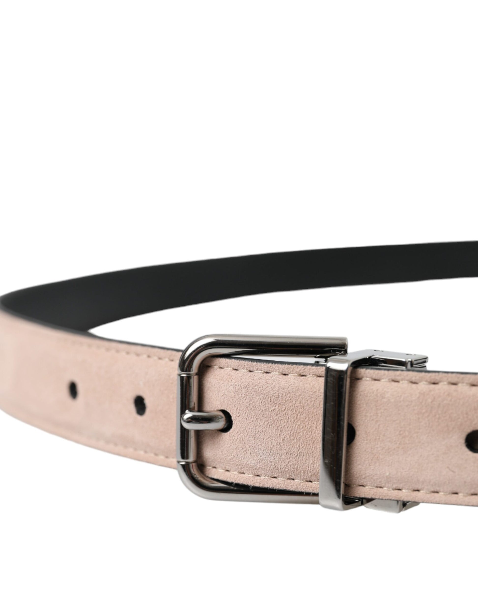 Dolce & Gabbana Beige Suede Leather Silver Buckle Belt Men - KALAJ