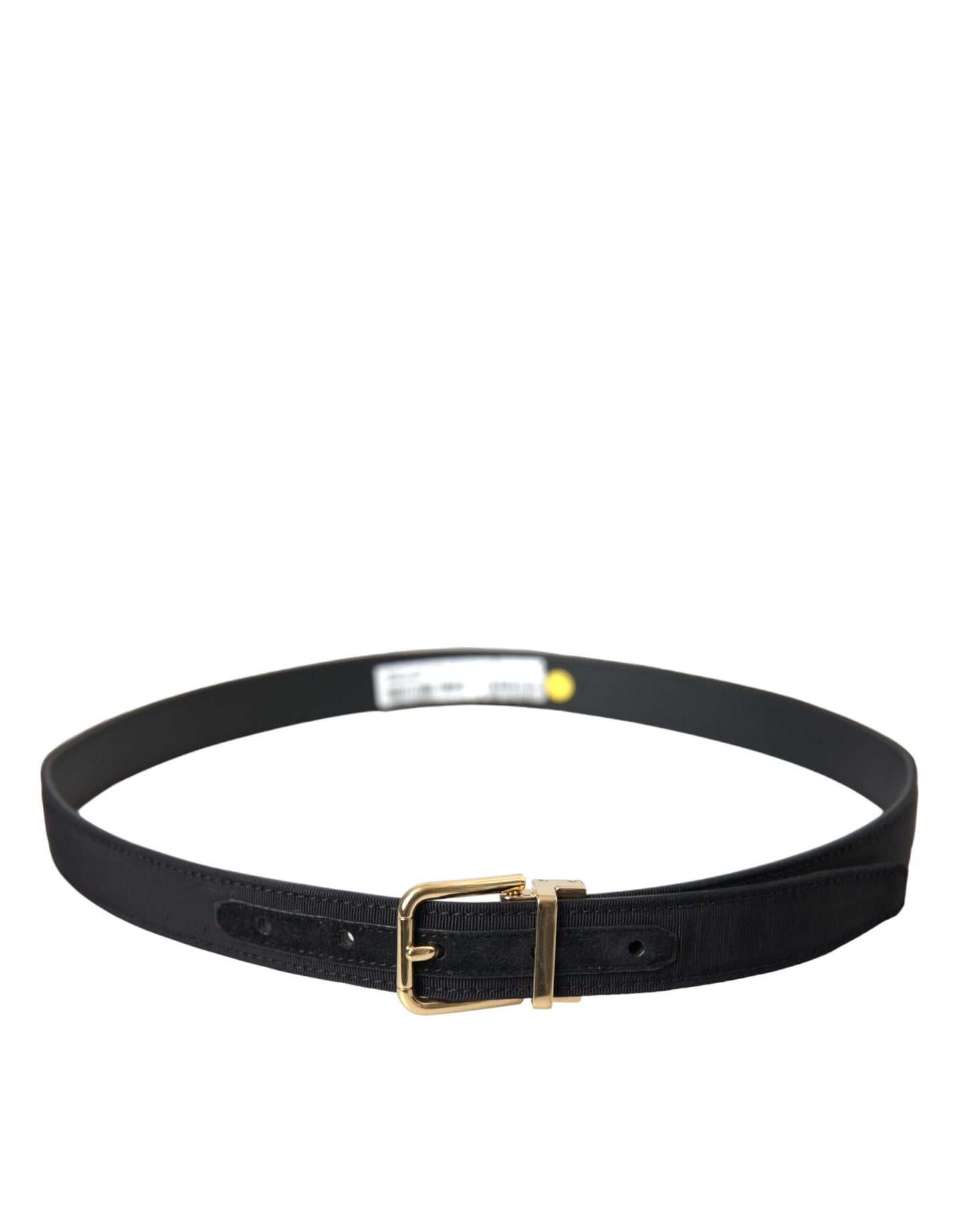 Dolce & Gabbana Black Gros Grain Gold Metal Buckle Belt Men - KALAJ