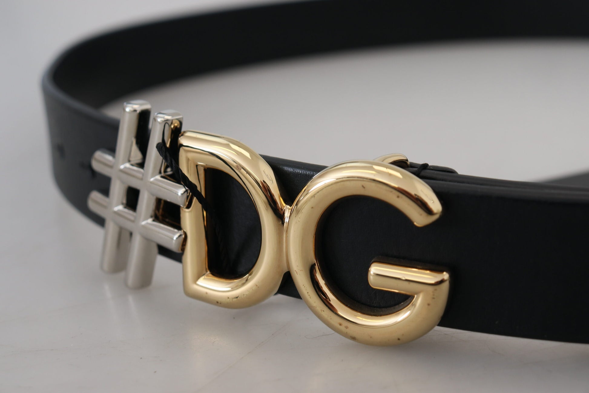 Dolce & Gabbana Black Leather Metal #DG Logo Buckle Belt - KALAJ