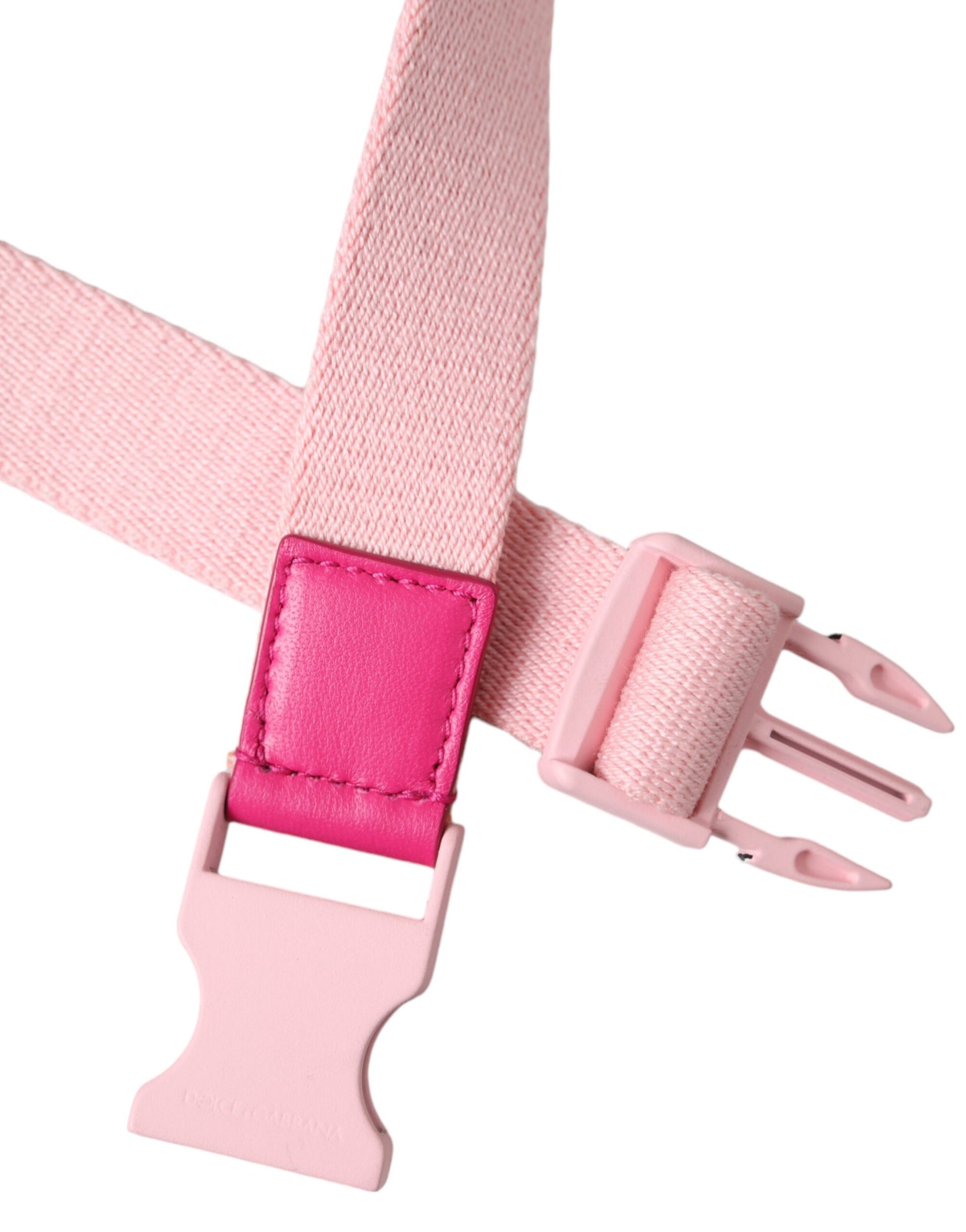 Dolce & Gabbana Pink Canvas Stretch Plastic Buckle Women Belt - KALAJ