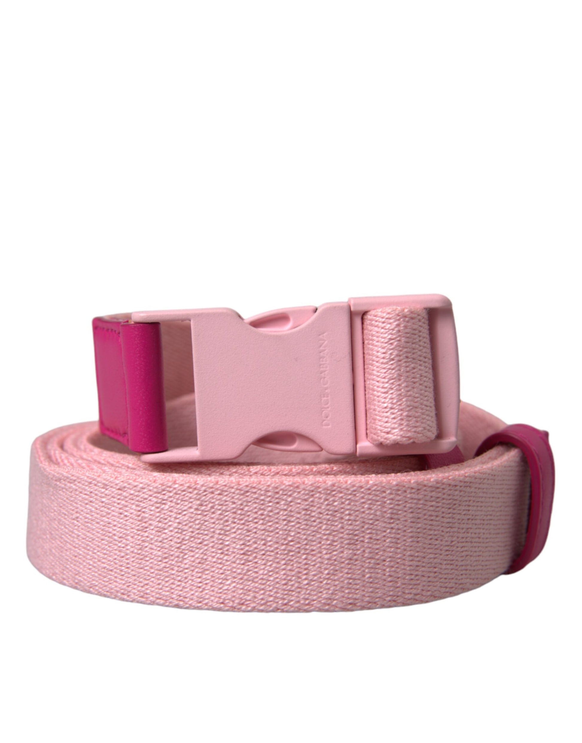 Dolce & Gabbana Pink Canvas Stretch Plastic Buckle Women Belt - KALAJ