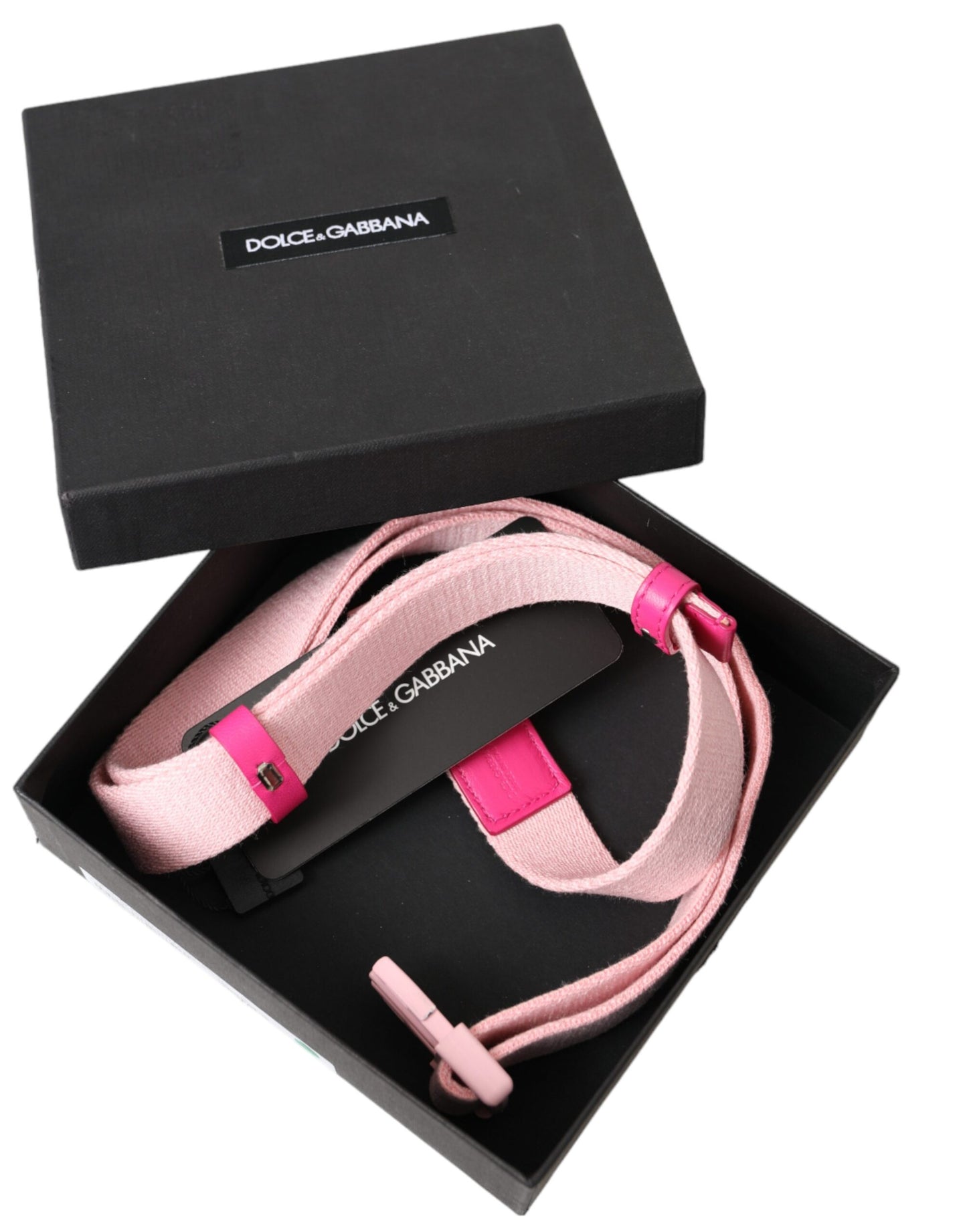 Dolce & Gabbana Pink Canvas Stretch Plastic Buckle Women Belt - KALAJ