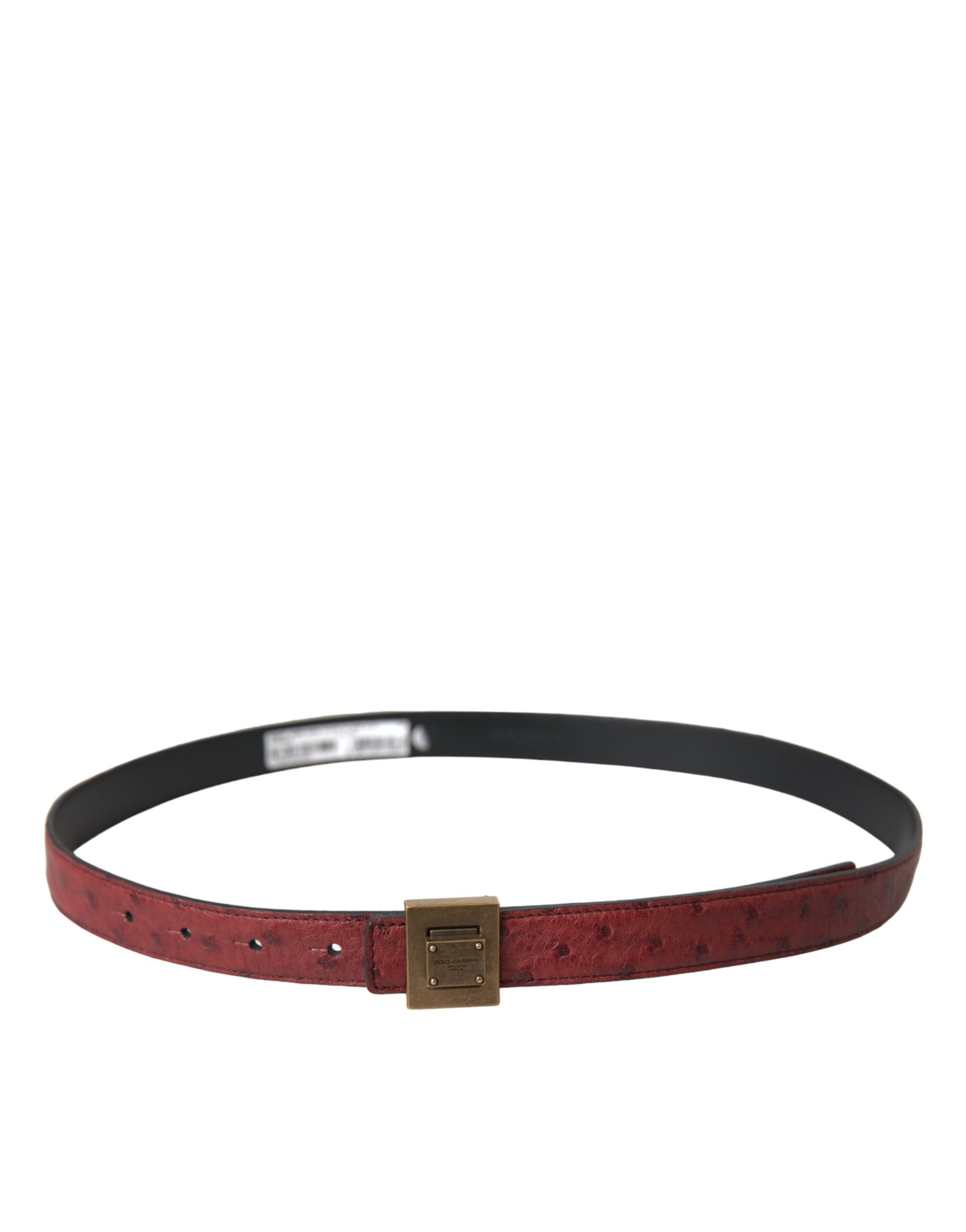 Dolce & Gabbana Brown Leather Square Metal Buckle Belt - KALAJ