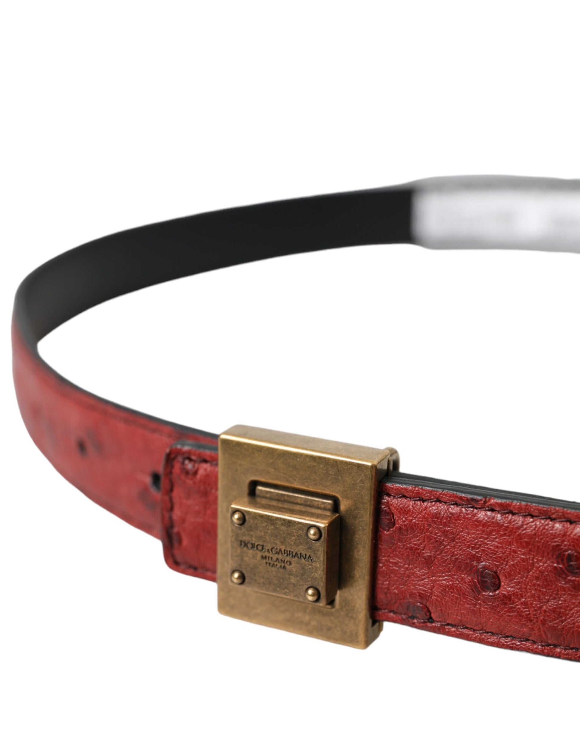 Dolce & Gabbana Brown Leather Square Metal Buckle Belt - KALAJ