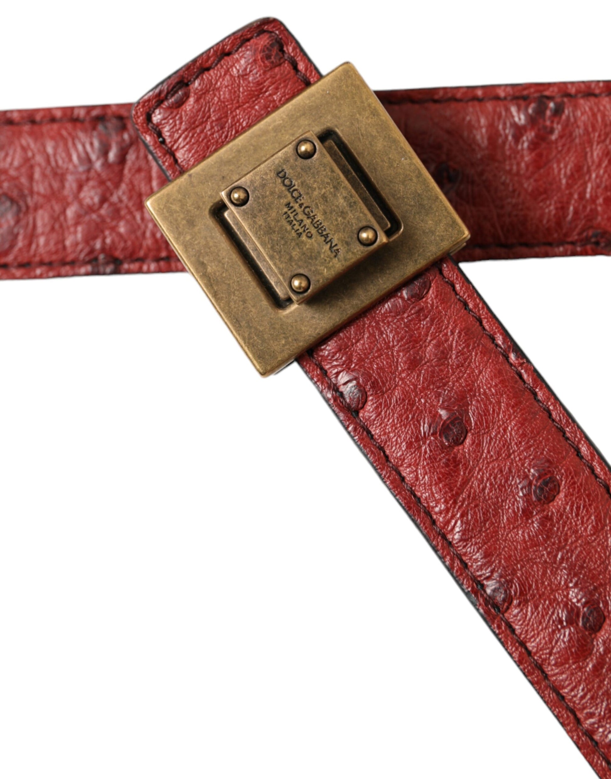 Dolce & Gabbana Brown Leather Square Metal Buckle Belt - KALAJ