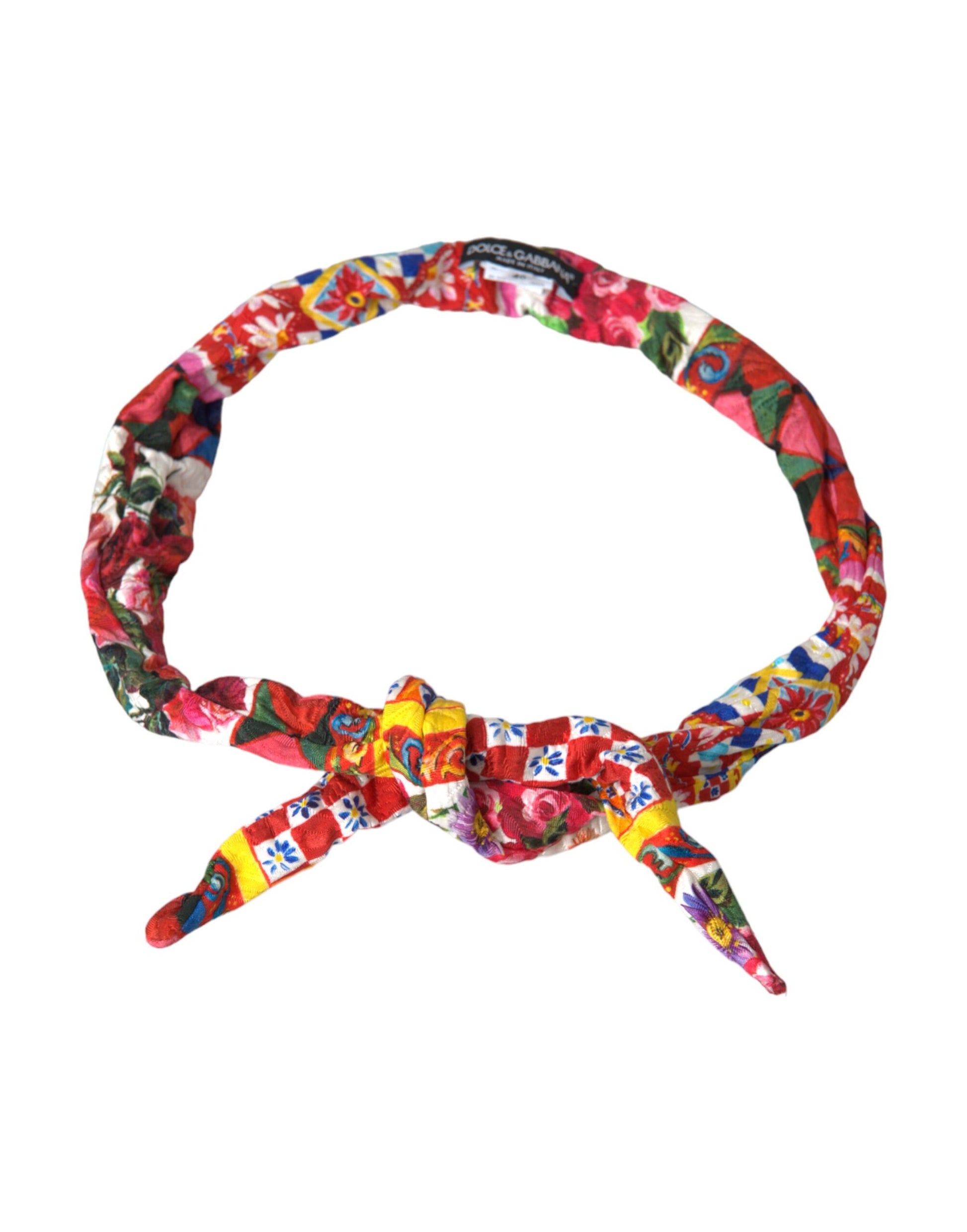 Dolce & Gabbana Multicolor Carretto Print Waist Belt - KALAJ