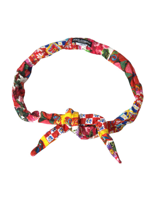 Dolce & Gabbana Multicolor Carretto Print Waist Belt - KALAJ