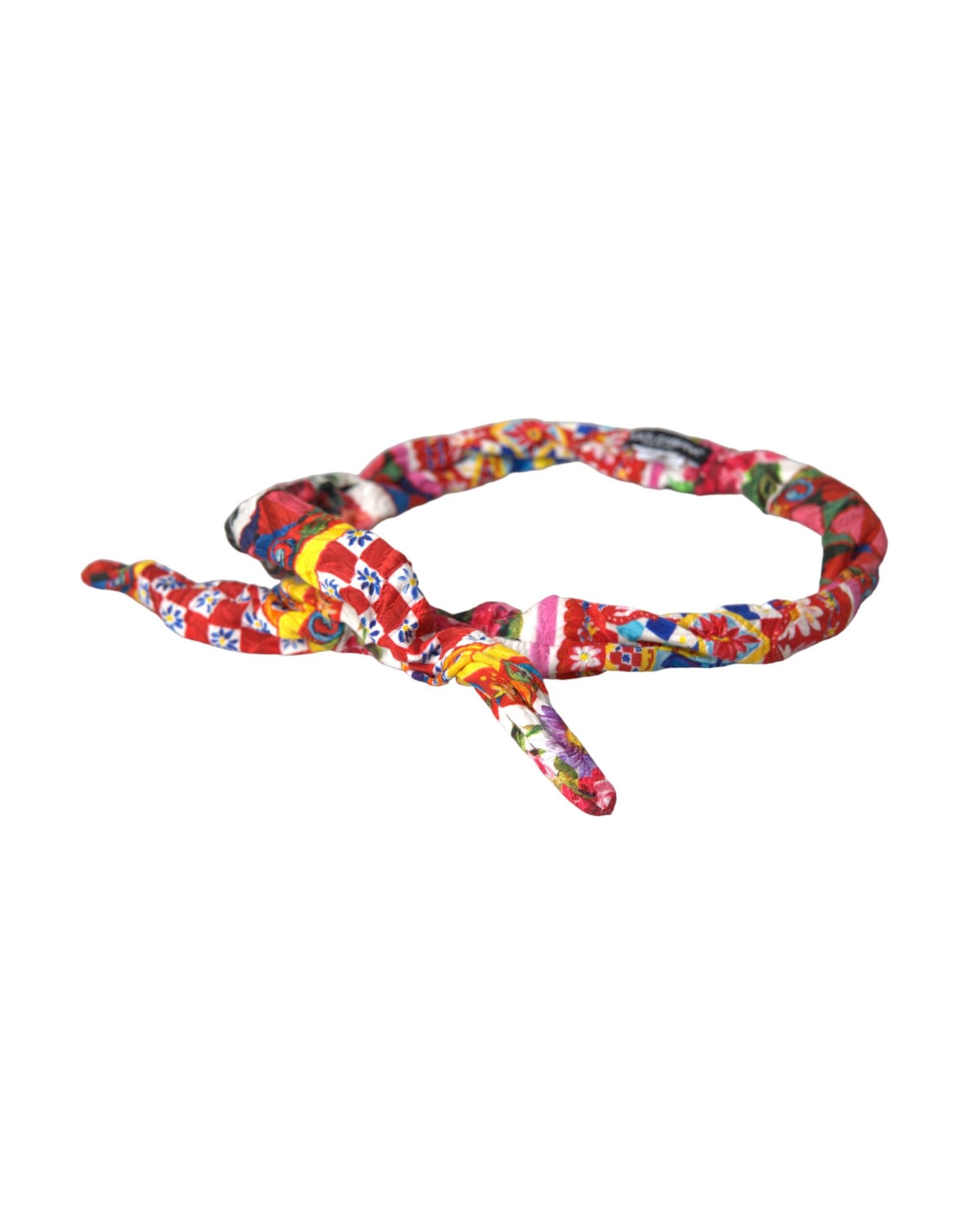 Dolce & Gabbana Multicolor Carretto Print Waist Belt - KALAJ