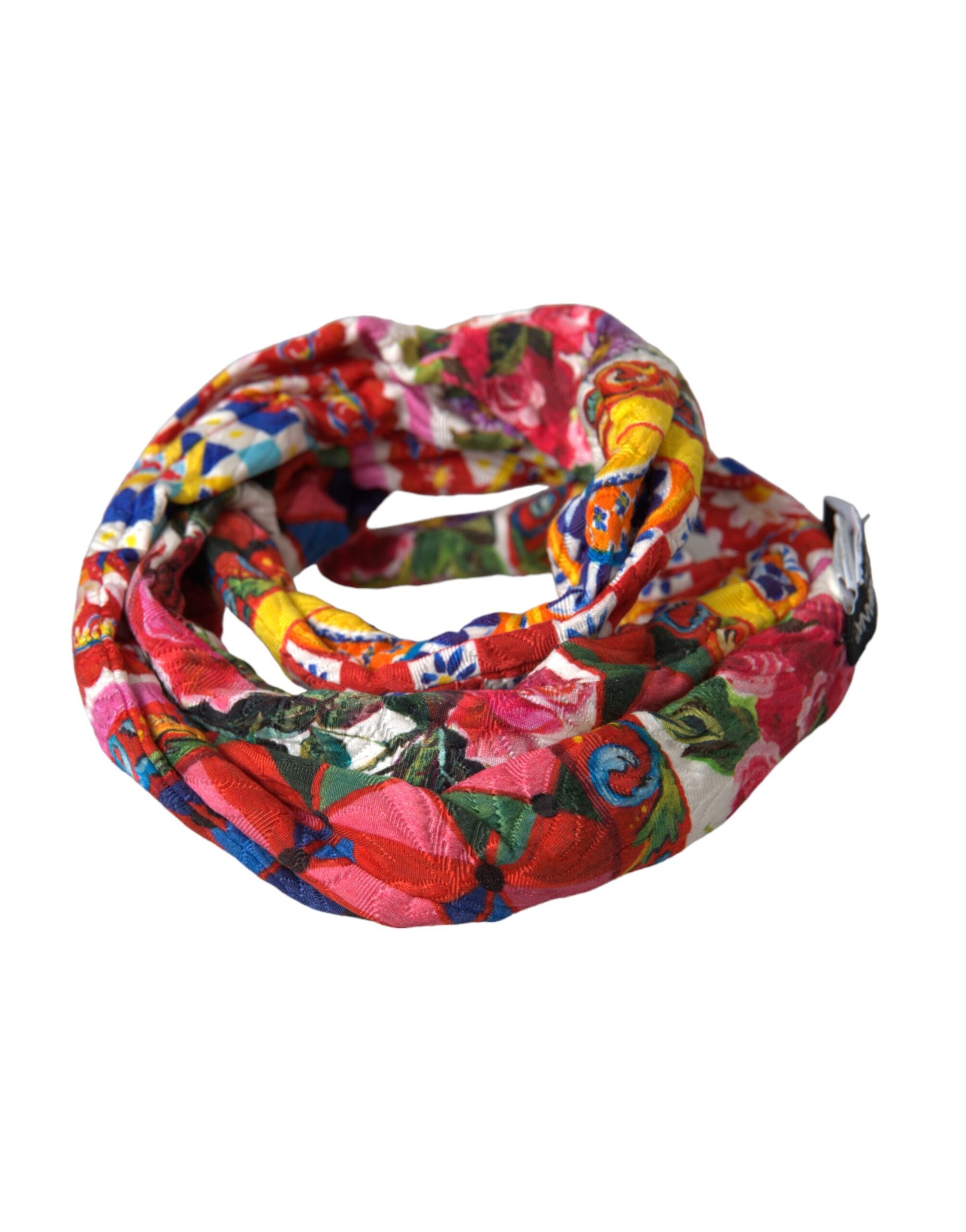 Dolce & Gabbana Multicolor Carretto Print Waist Belt - KALAJ