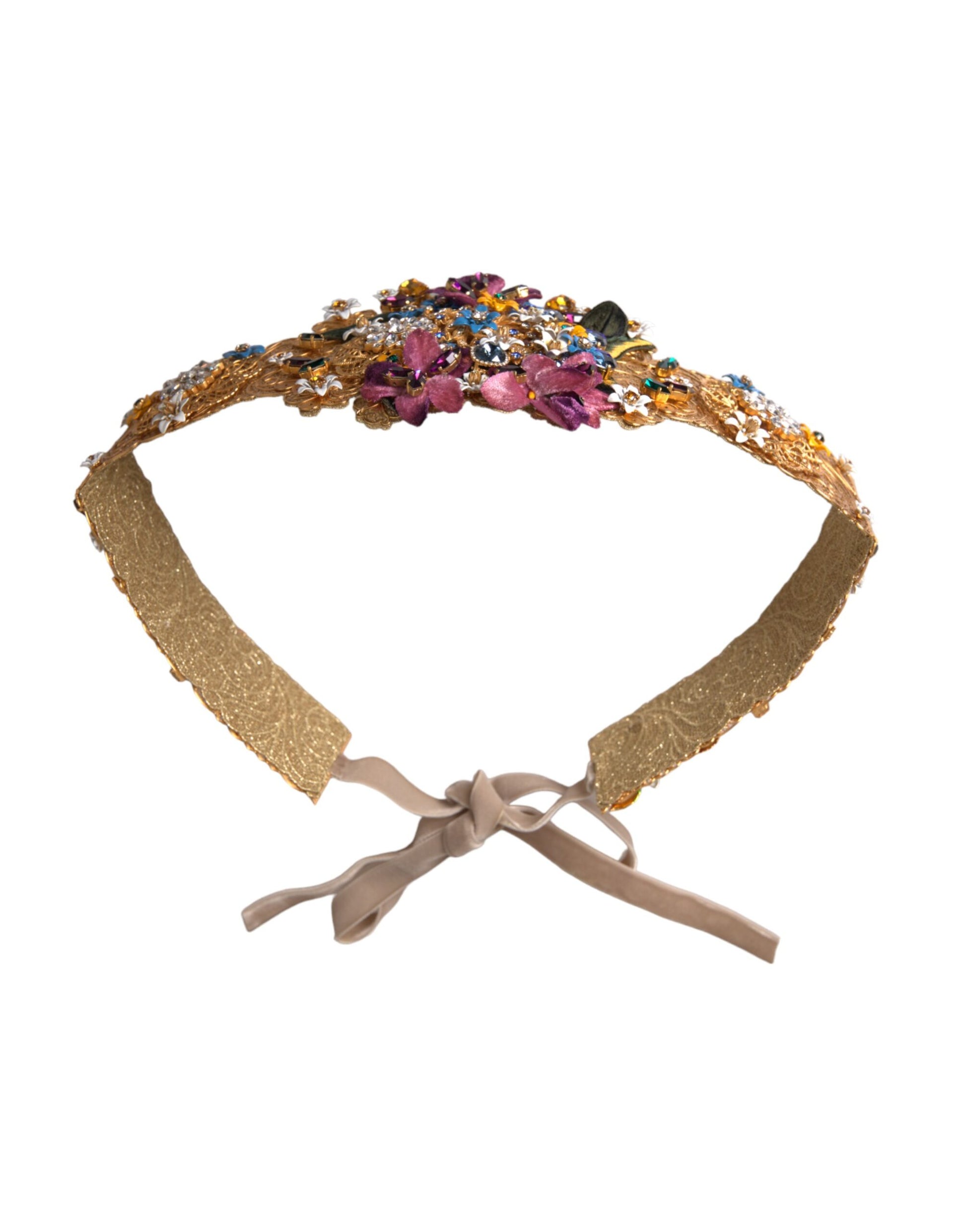 Dolce & Gabbana Multicolor Embellished Floral Crystal Wide Waist Belt - KALAJ