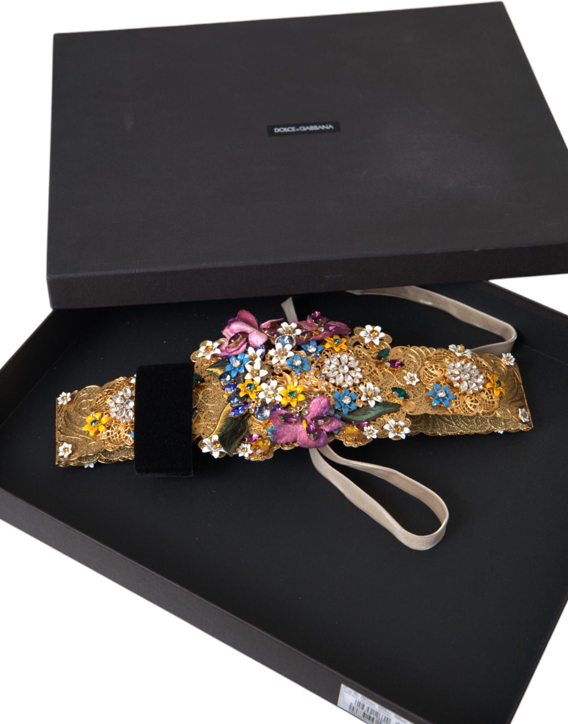 Dolce & Gabbana Multicolor Embellished Floral Crystal Wide Waist Belt - KALAJ