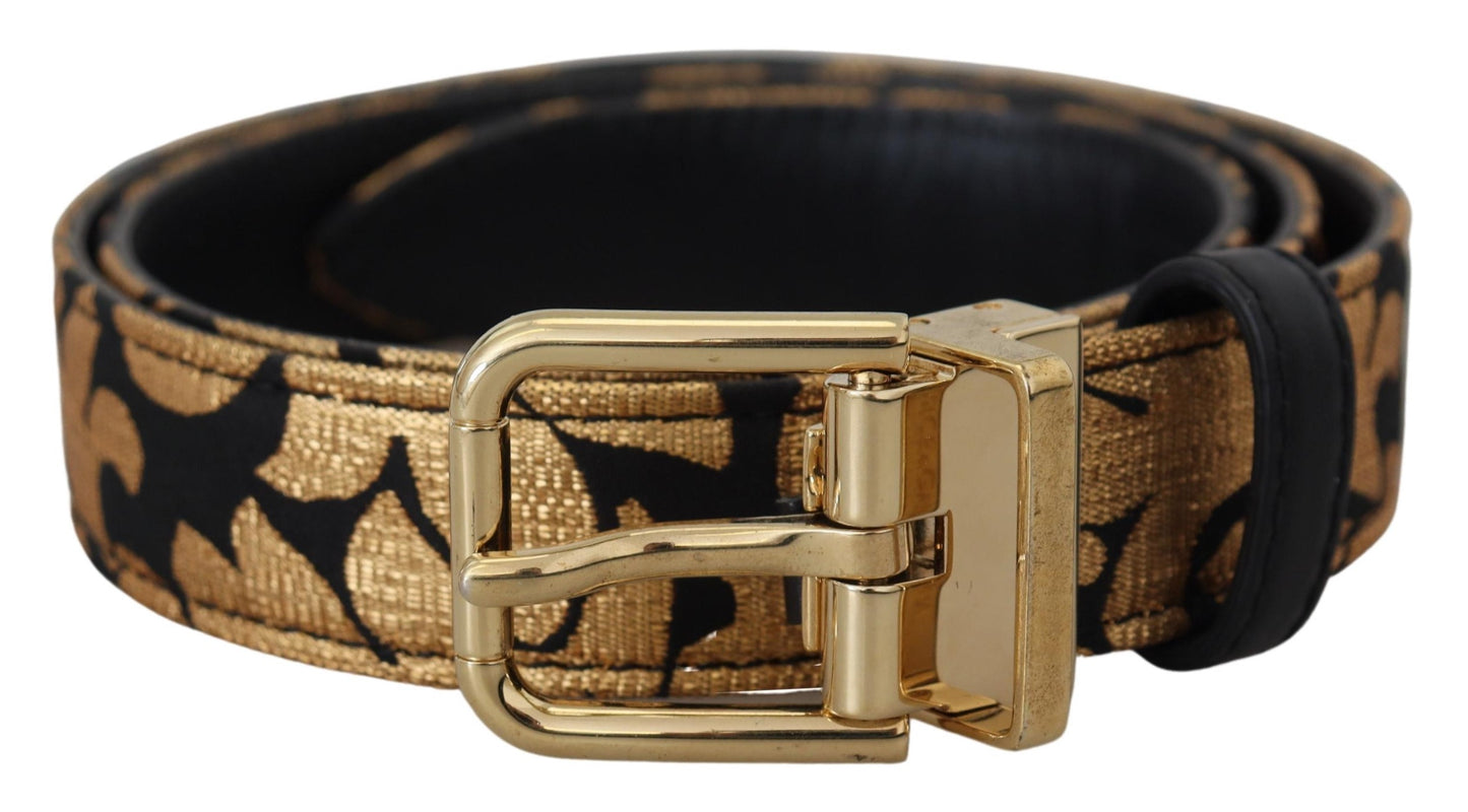 Dolce & Gabbana Multicolor Jacquard Leather Logo Buckle Belt - KALAJ