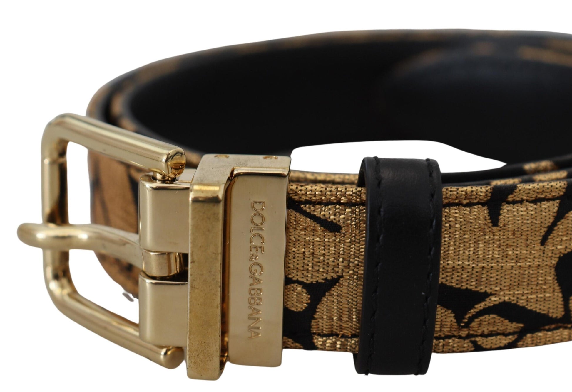 Dolce & Gabbana Multicolor Jacquard Leather Logo Buckle Belt - KALAJ