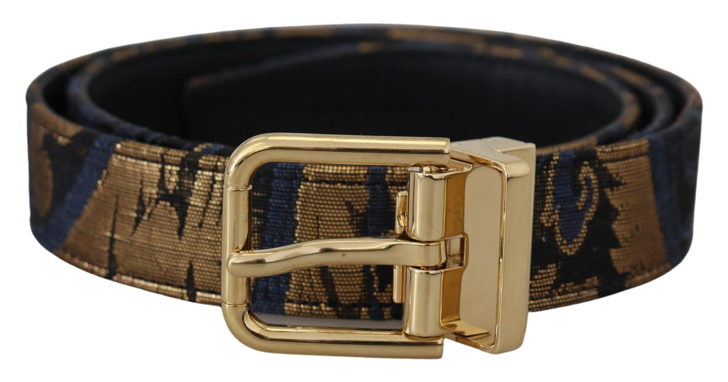 Dolce & Gabbana Multicolor Jacquard Leather Logo Buckle Belt - KALAJ