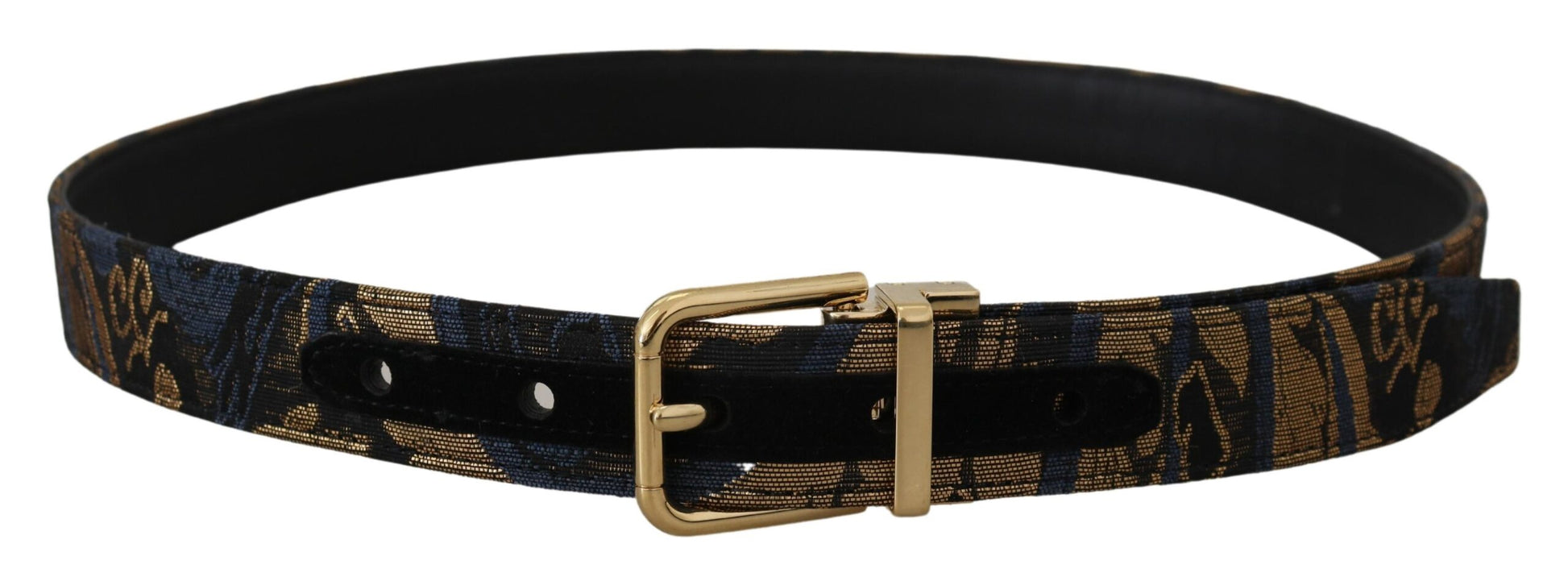 Dolce & Gabbana Multicolor Jacquard Leather Logo Buckle Belt - KALAJ