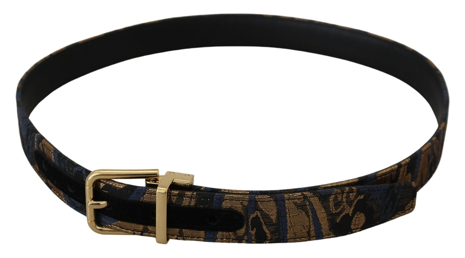 Dolce & Gabbana Multicolor Jacquard Leather Logo Buckle Belt - KALAJ