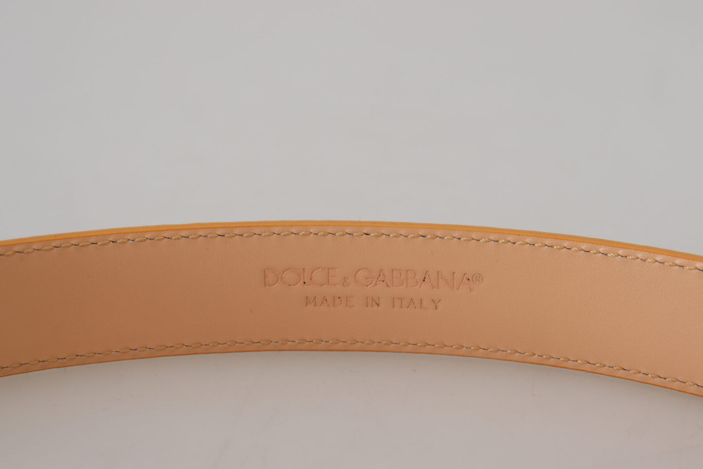 Dolce & Gabbana Beige Exotic Leather Gold Metal Buckle Belt - KALAJ