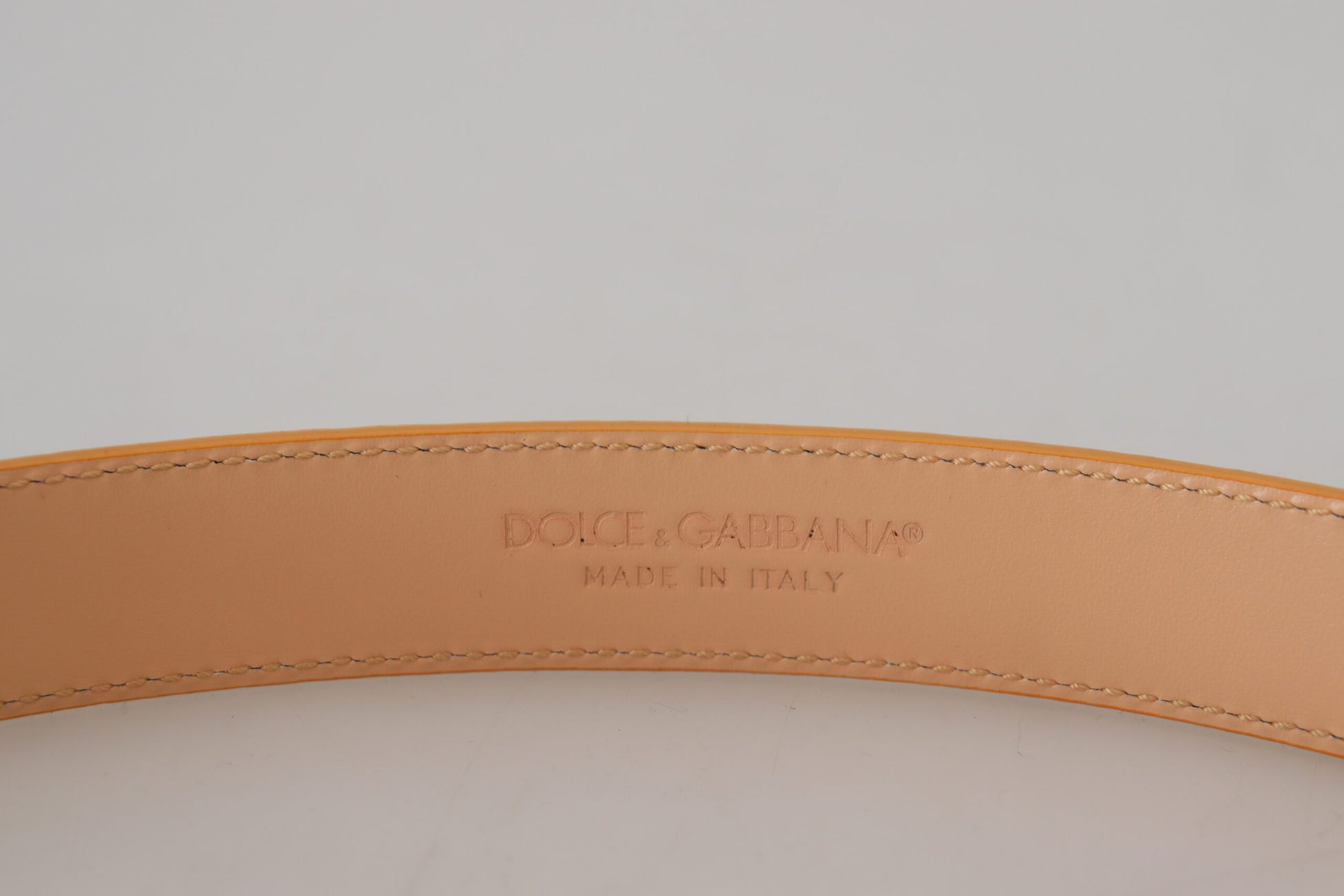 Dolce & Gabbana Beige Exotic Leather Gold Metal Buckle Belt - KALAJ