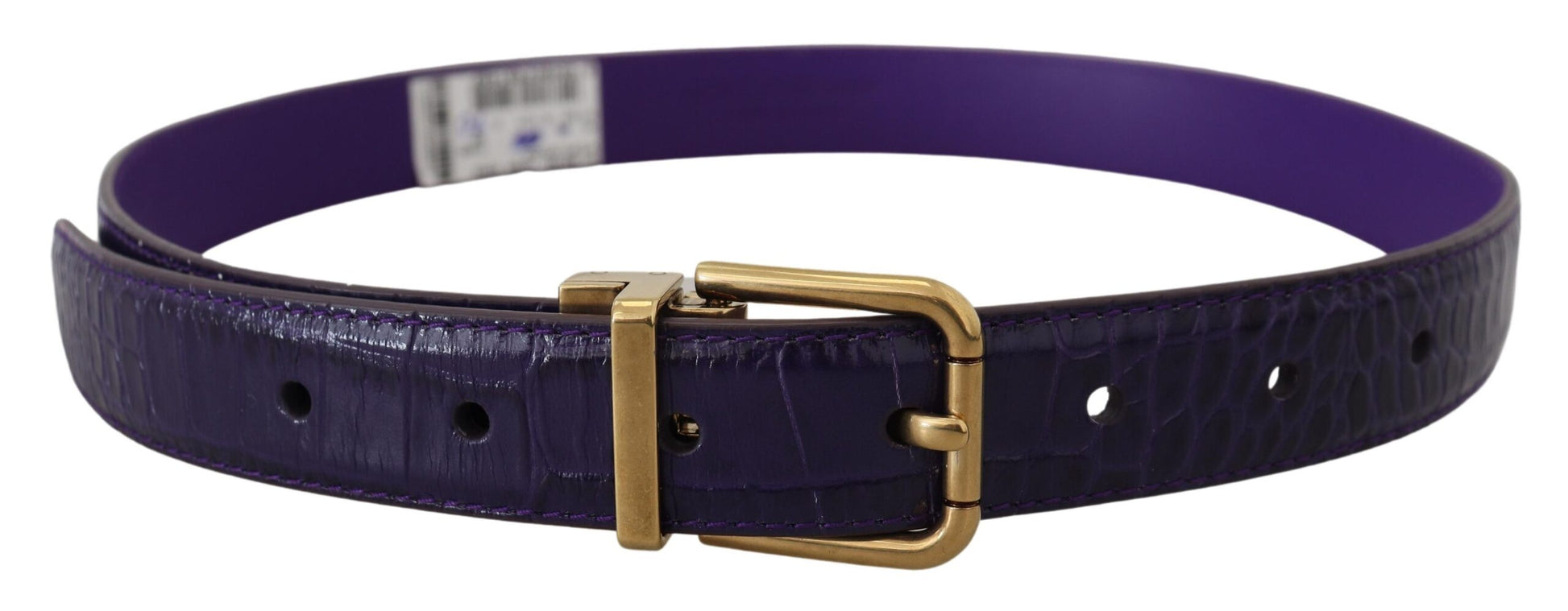 Dolce & Gabbana Purple Exotic Leather Gold Metal Buckle Belt - KALAJ