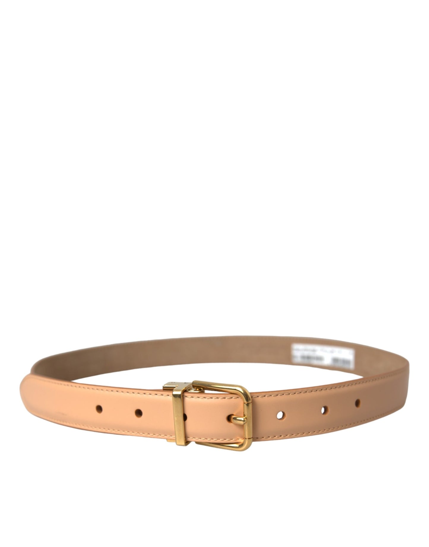 Dolce & Gabbana Beige Calfskin Leather Gold Metal Buckle Belt - KALAJ