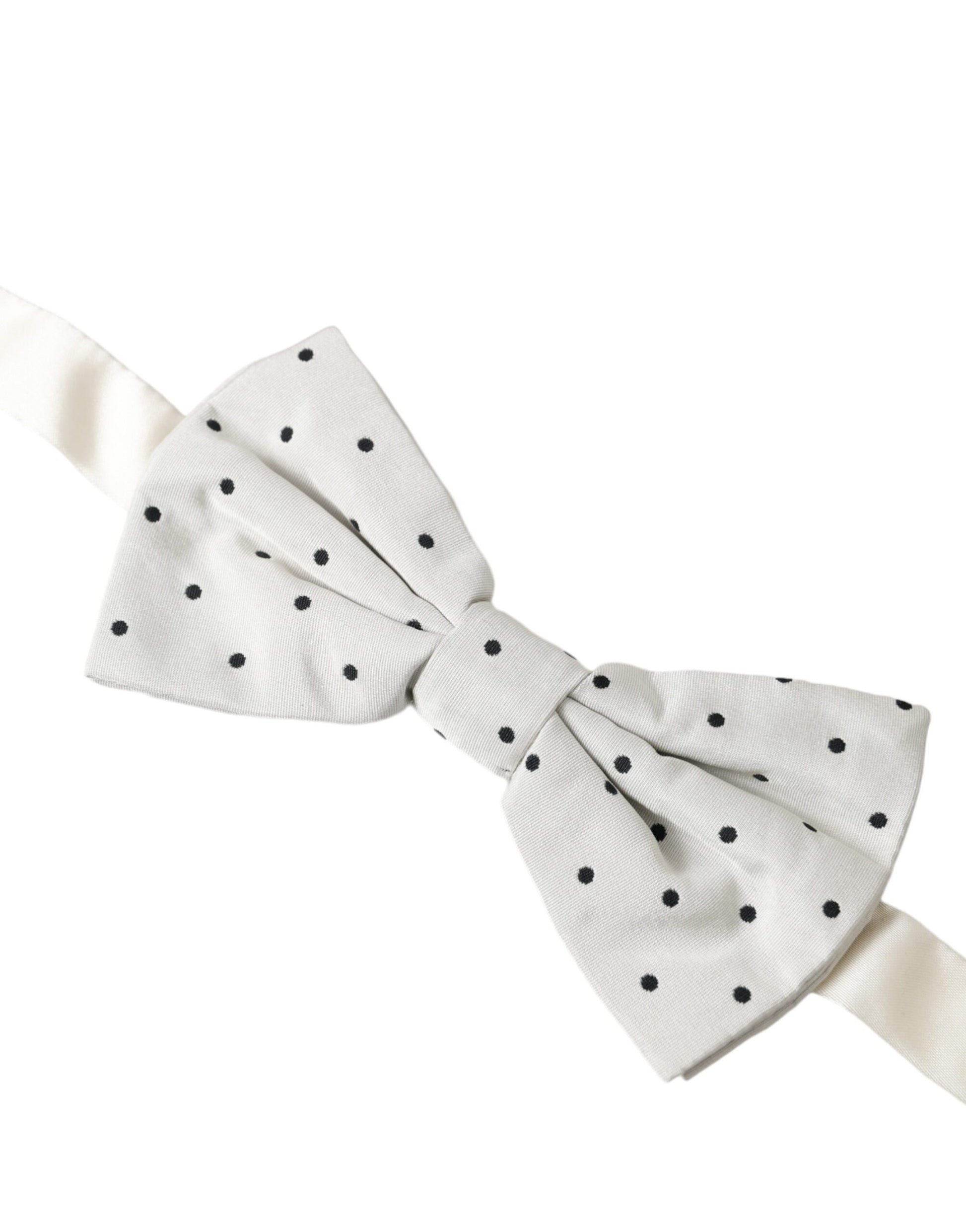 Dolce & Gabbana White Black Polka Dot Polyester Bow Tie Men - KALAJ