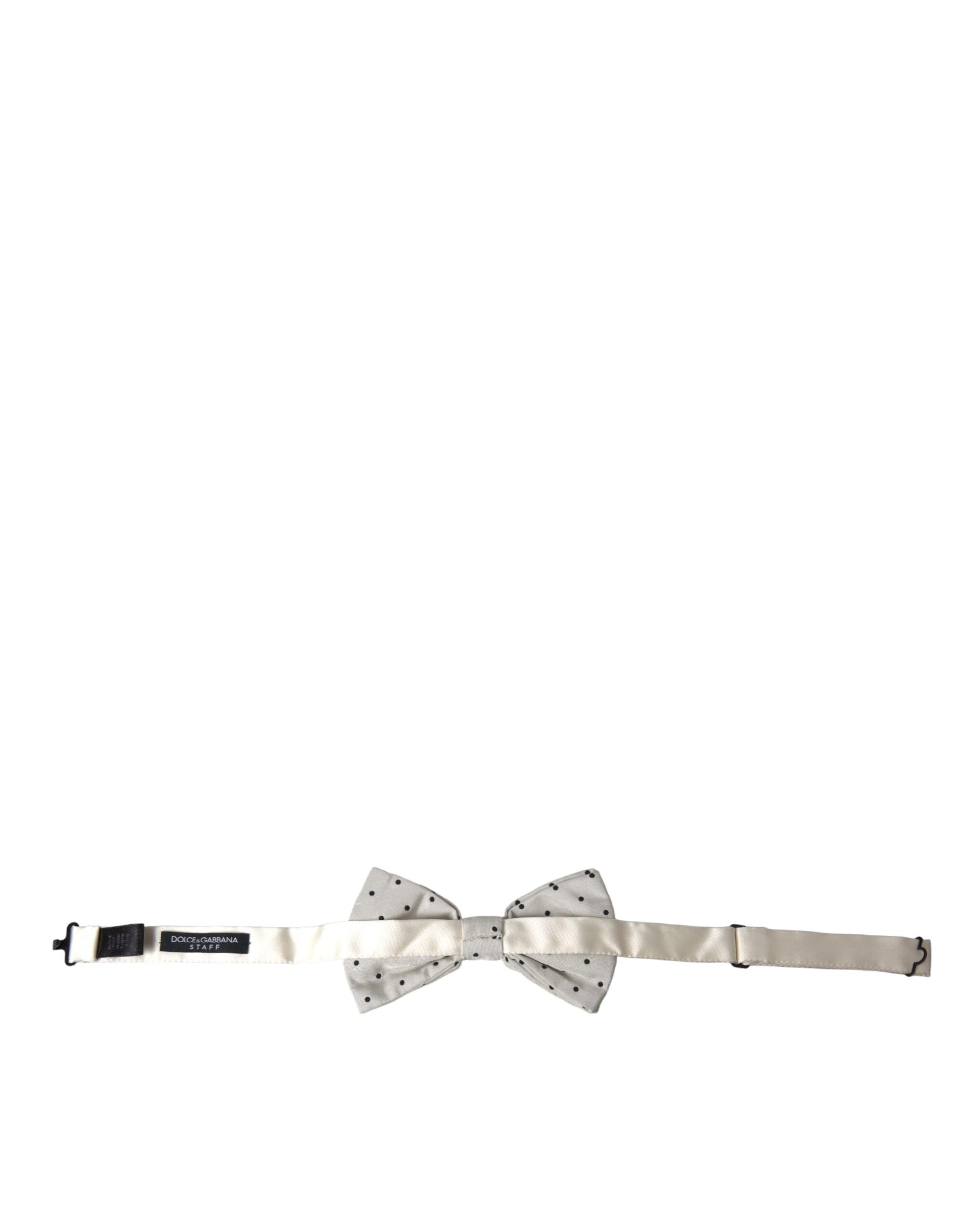 Dolce & Gabbana White Black Polka Dot Polyester Bow Tie Men - KALAJ