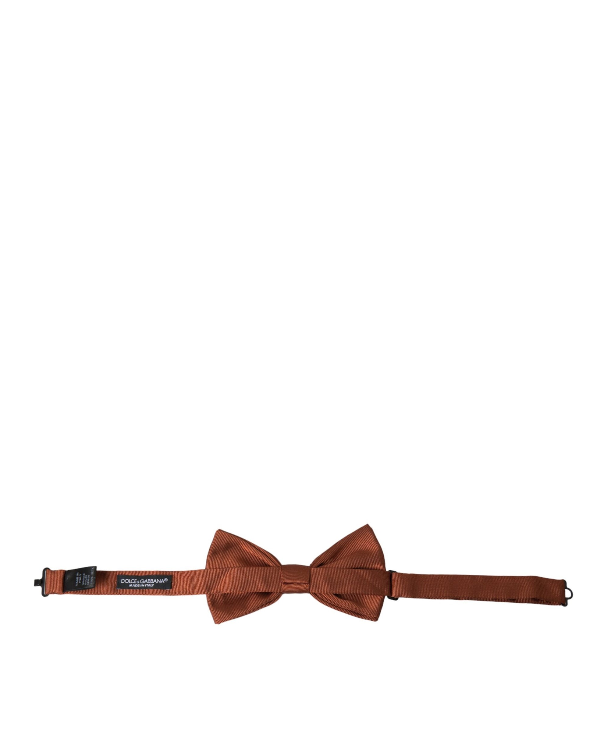 Dolce & Gabbana Brown Silk Adjustable Neck Men Bow Tie - KALAJ