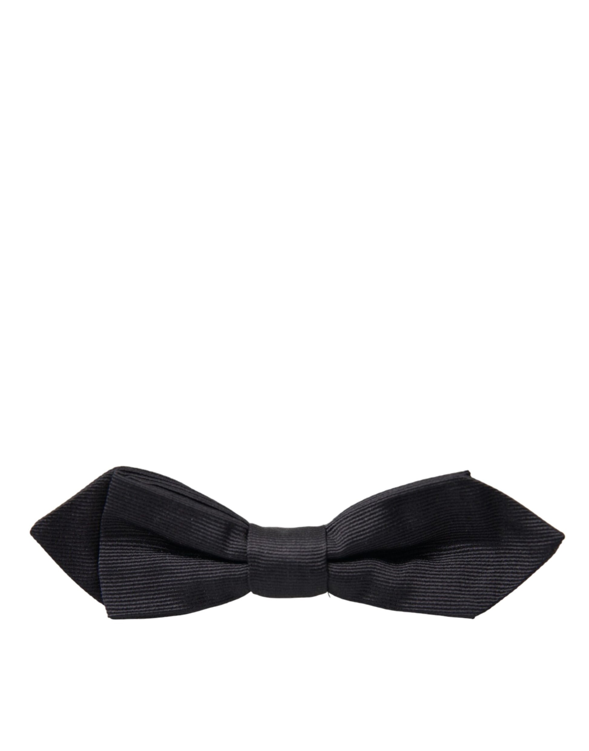 Dolce & Gabbana Black Silk Adjustable Neck Men Bow Tie - KALAJ