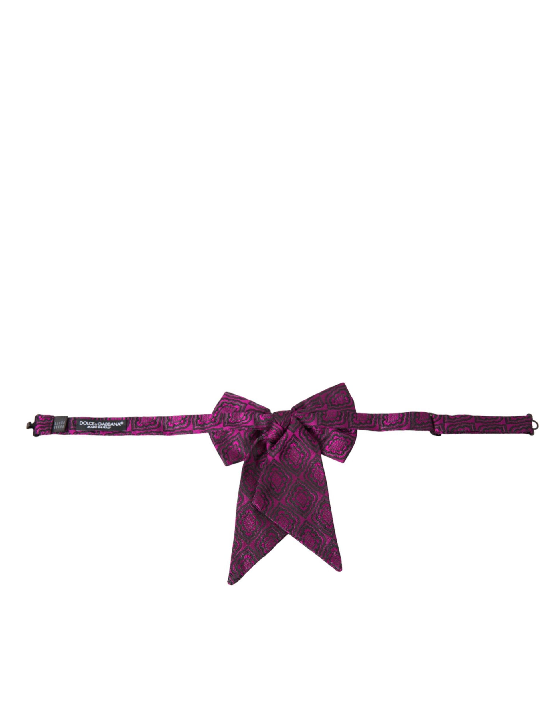 Dolce & Gabbana Purple Ribbon Silk Adjustable Neck Men Bow Tie - KALAJ