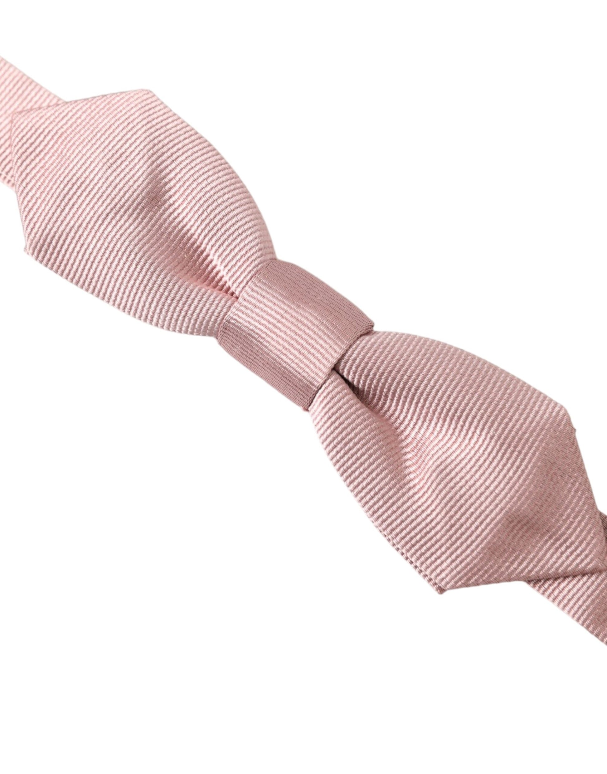 Dolce & Gabbana Pink Silk Adjustable Neck Men Bow Tie - KALAJ