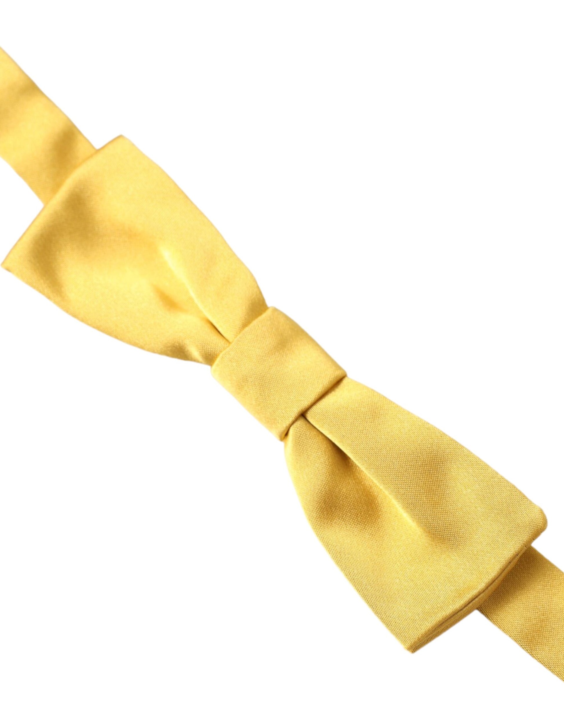 Dolce & Gabbana Yellow Silk Adjustable Neck Men Bow Tie - KALAJ